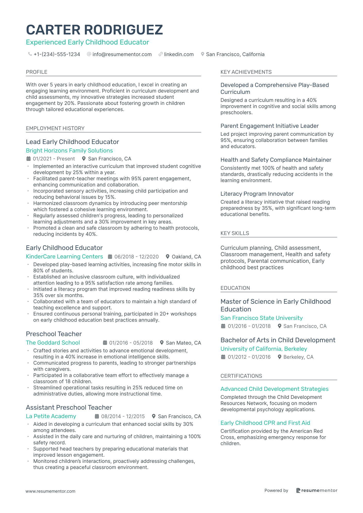 Experienced Early Childhood Educator