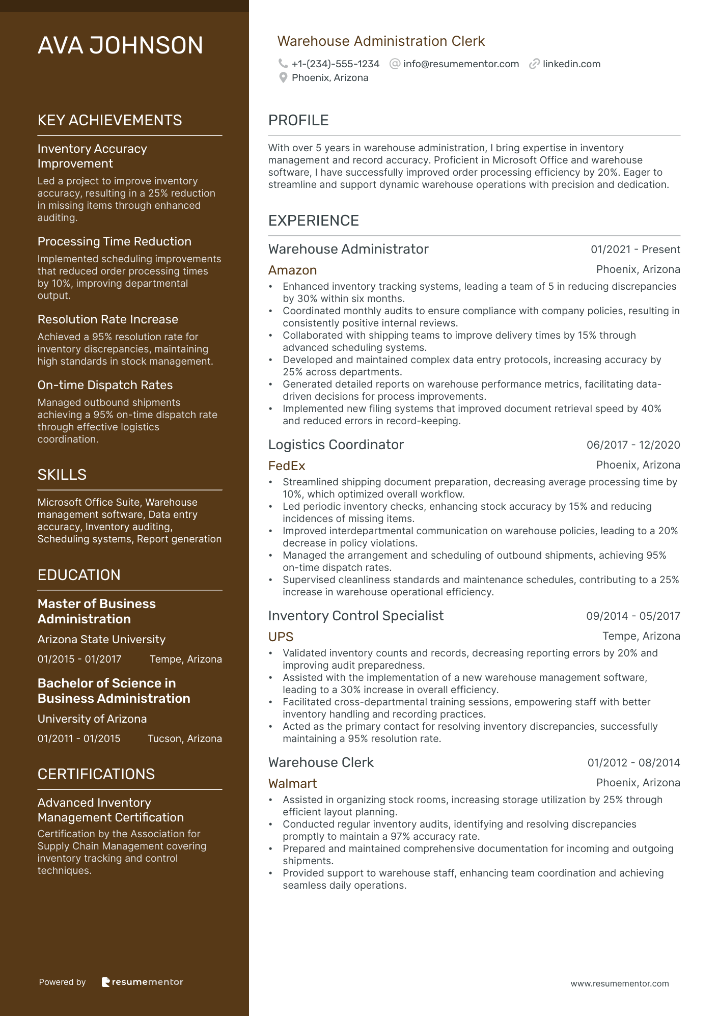 Warehouse Administration Clerk