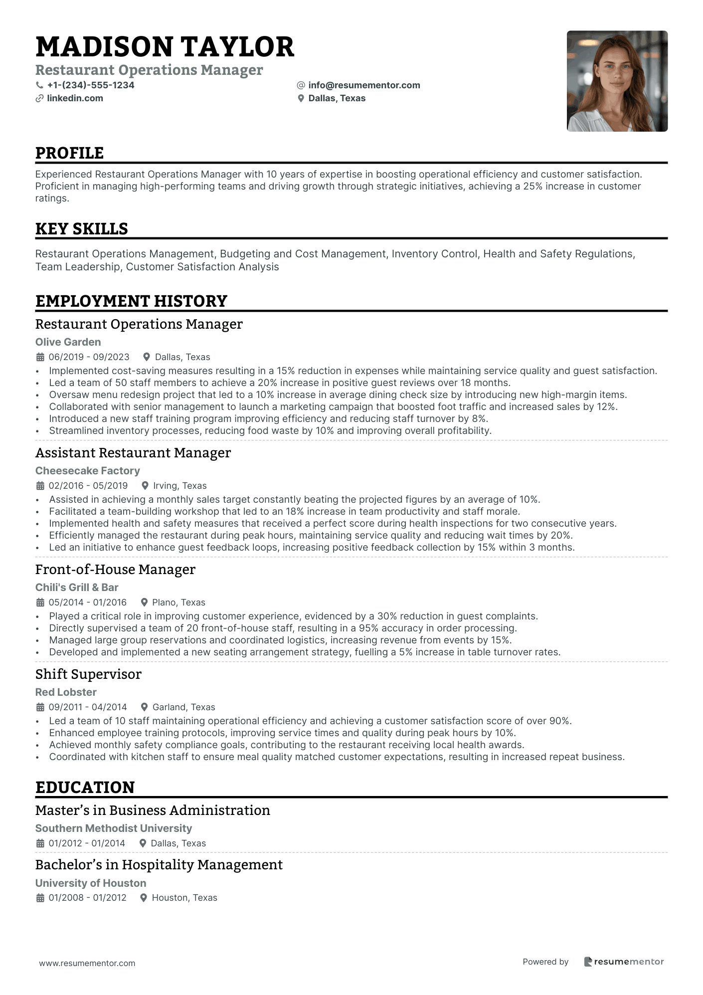 Restaurant Operations Manager