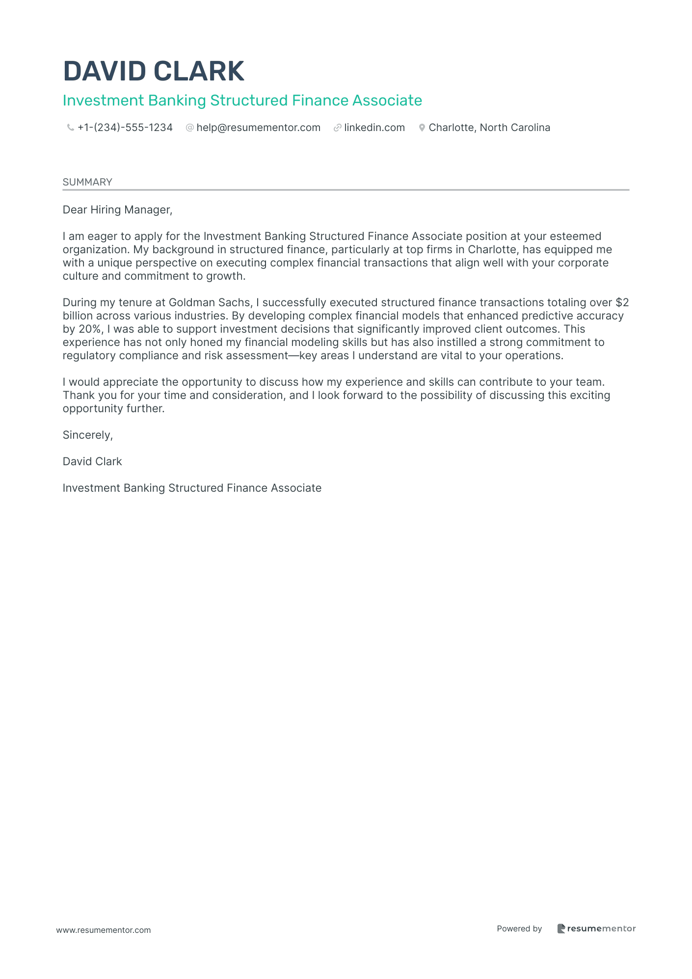 Investment Banking Structured Finance Associate