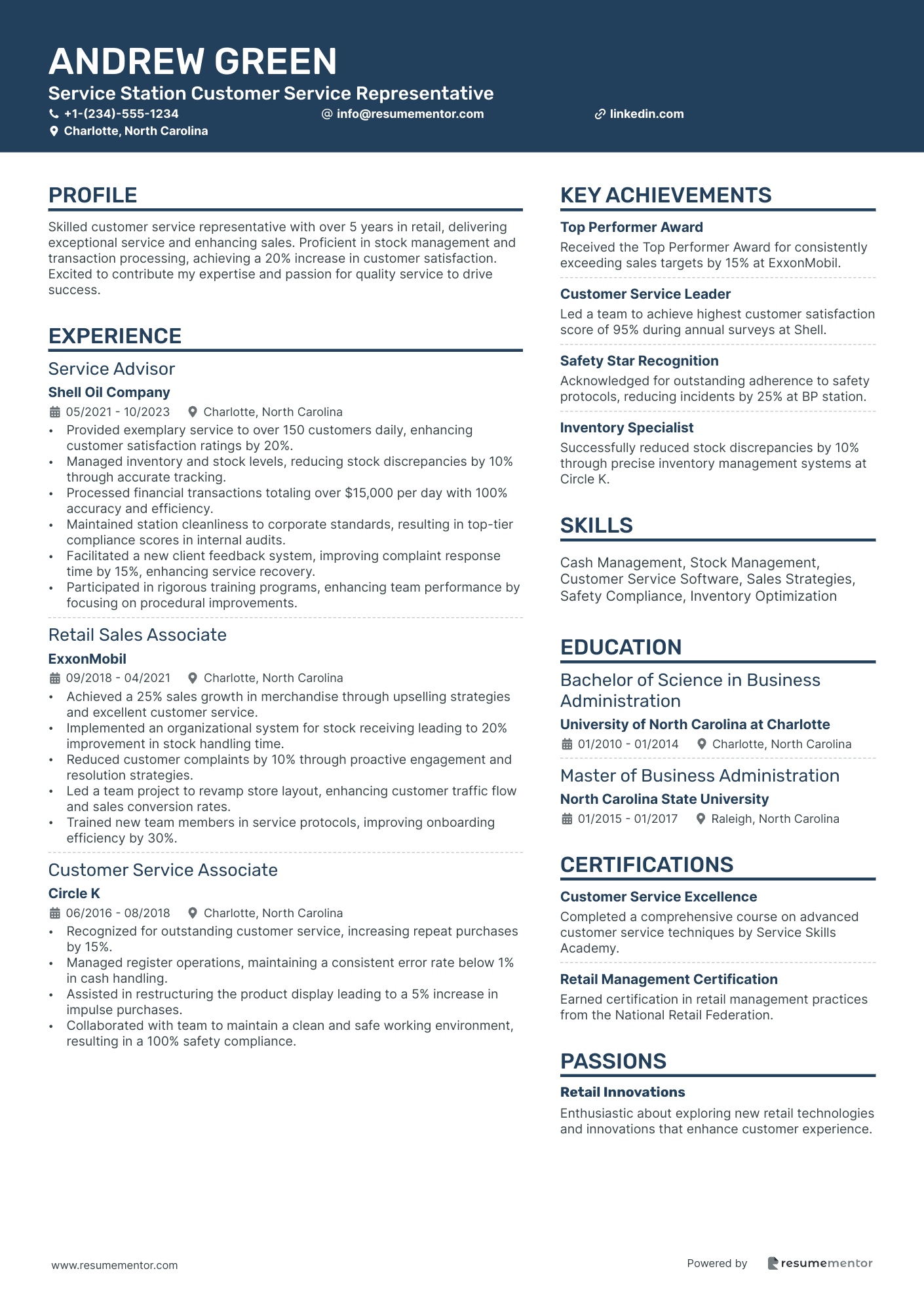 Service Station Customer Service Representative
