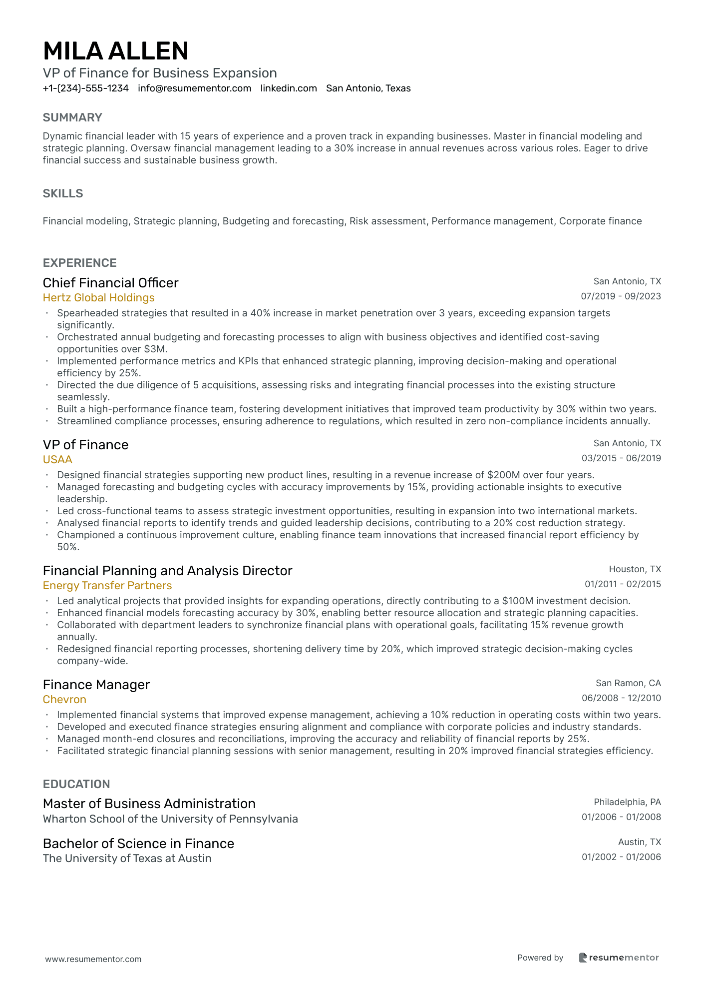 VP of Finance for Business Expansion