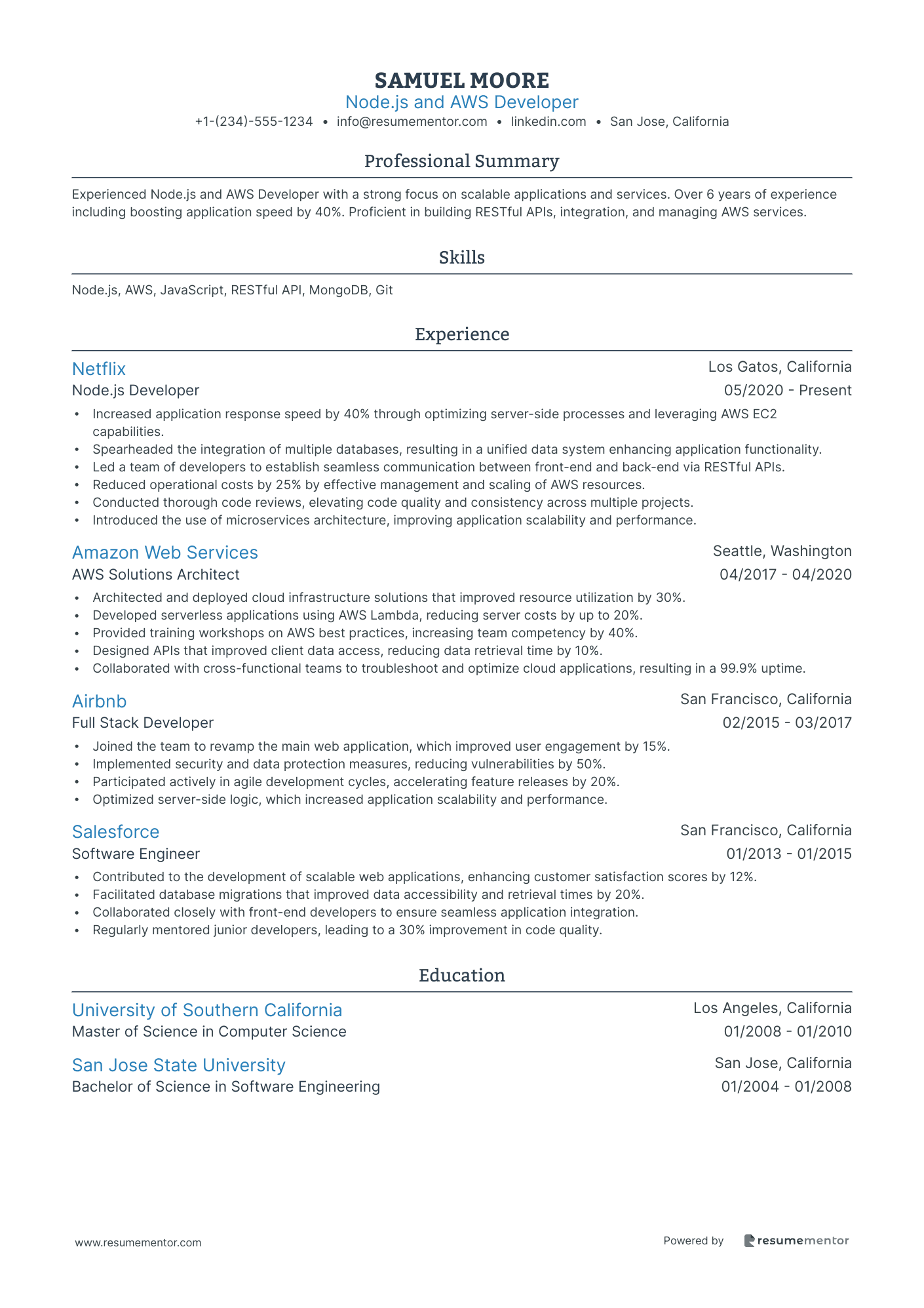 Node.js and AWS Developer