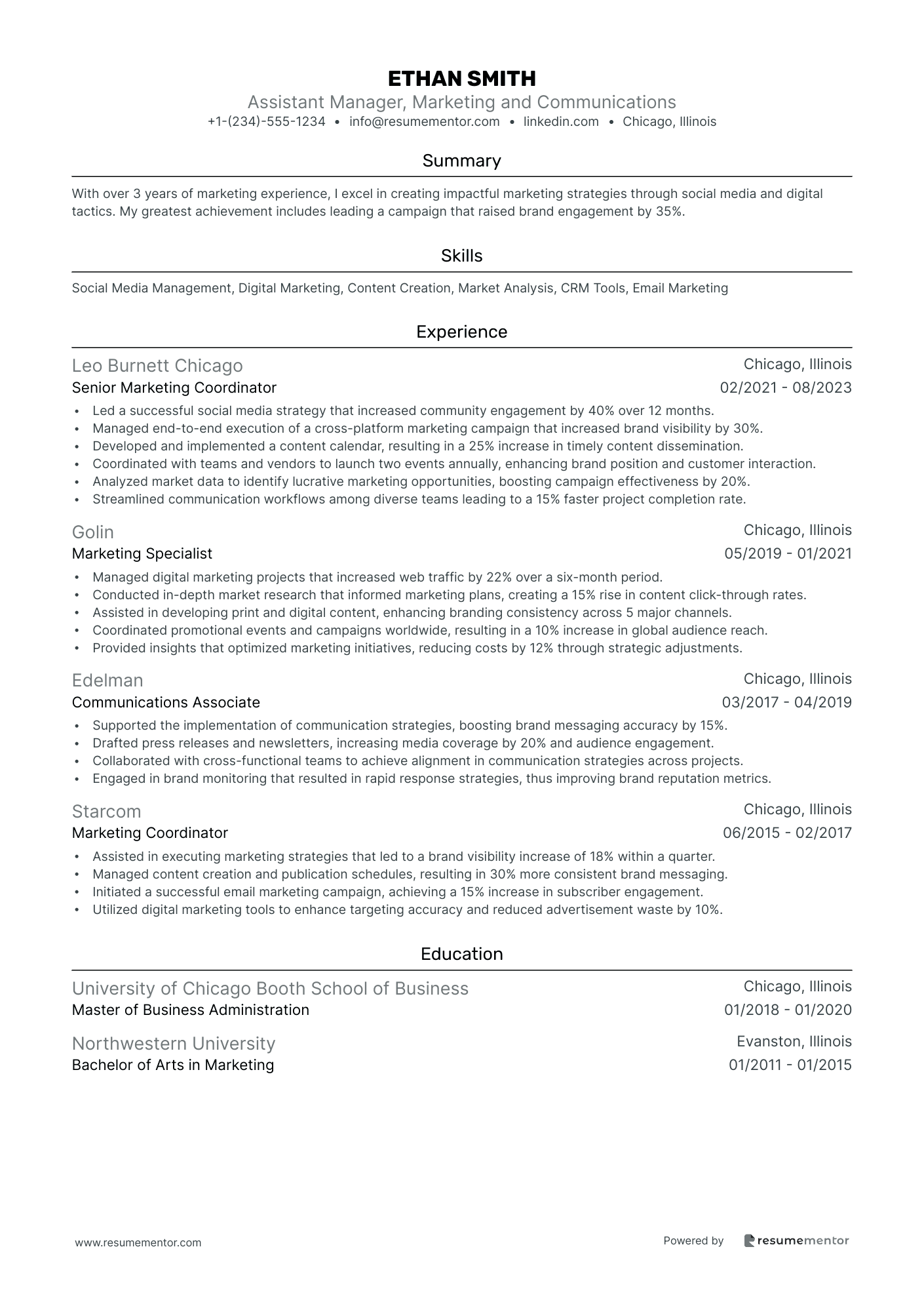 Assistant Manager, Marketing and Communications