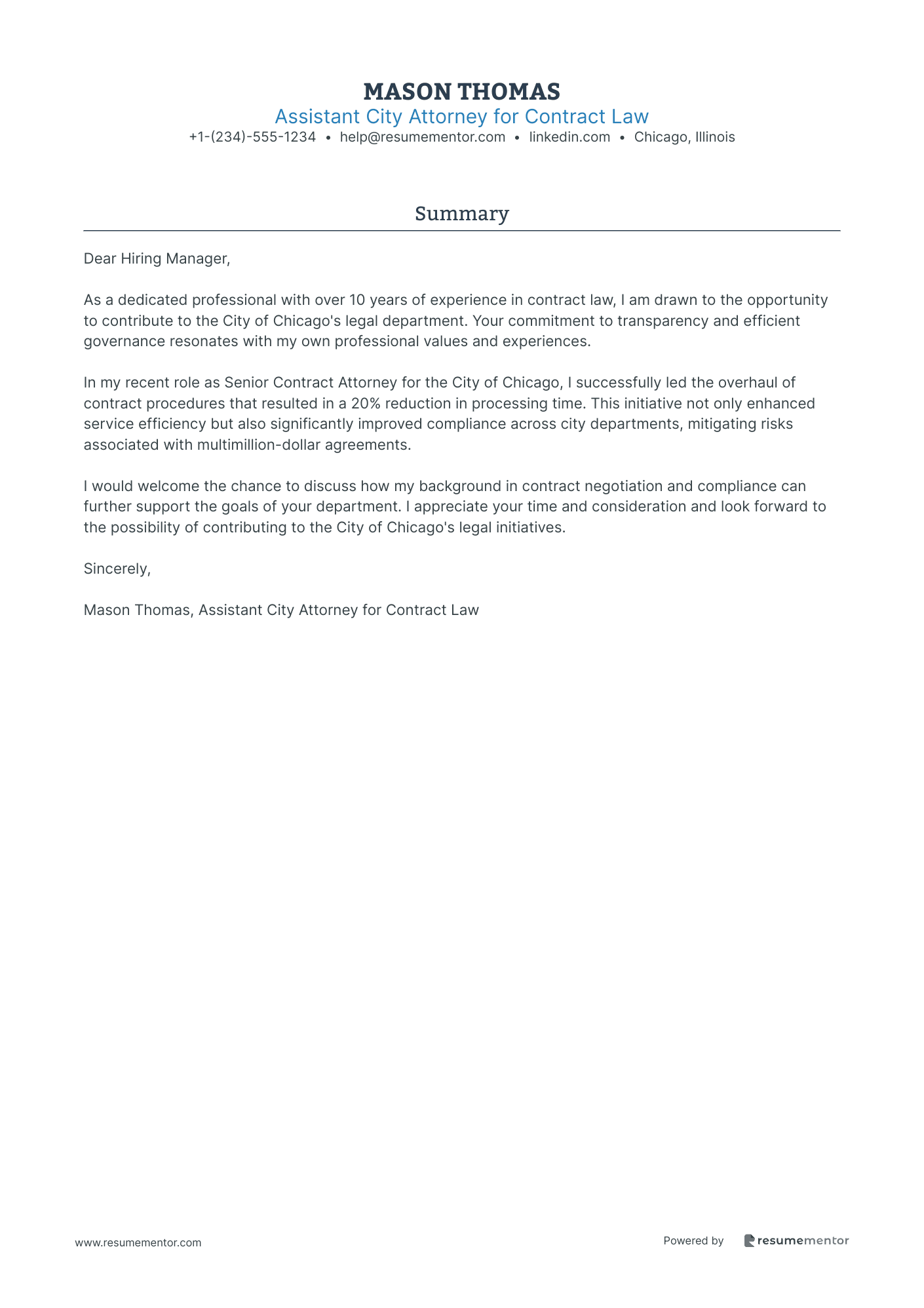 Assistant City Attorney for Contract Law