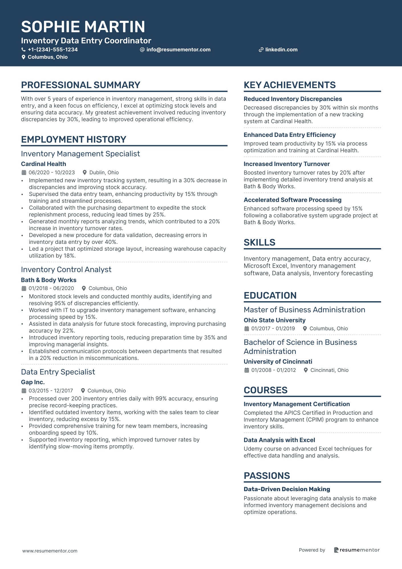 Inventory Data Entry Coordinator