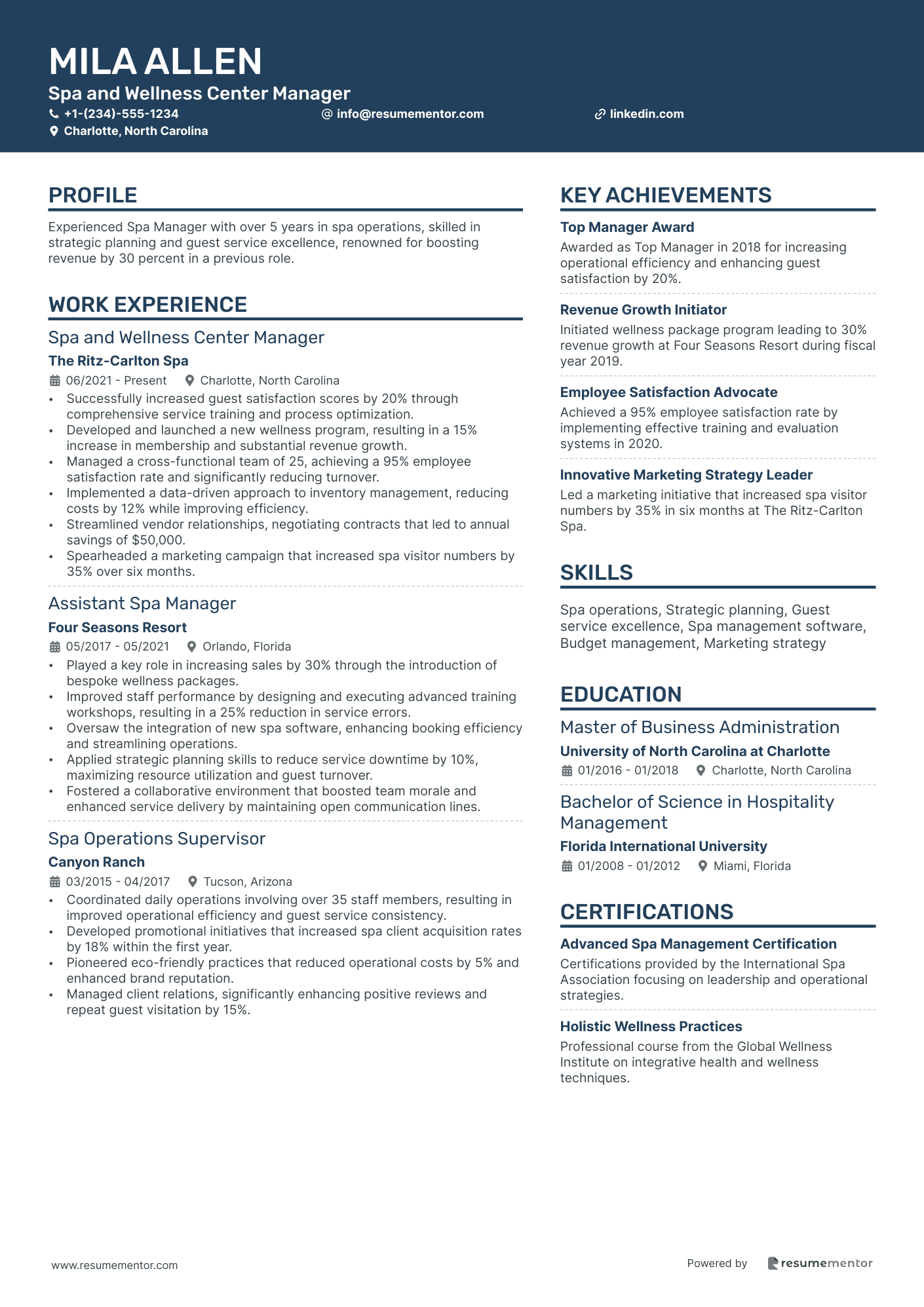 Spa and Wellness Center Manager