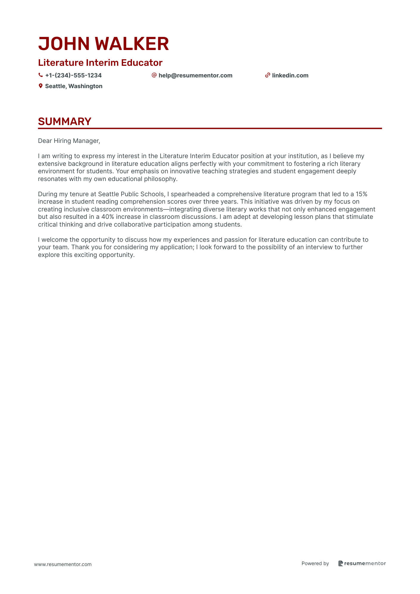 Literature Interim Educator