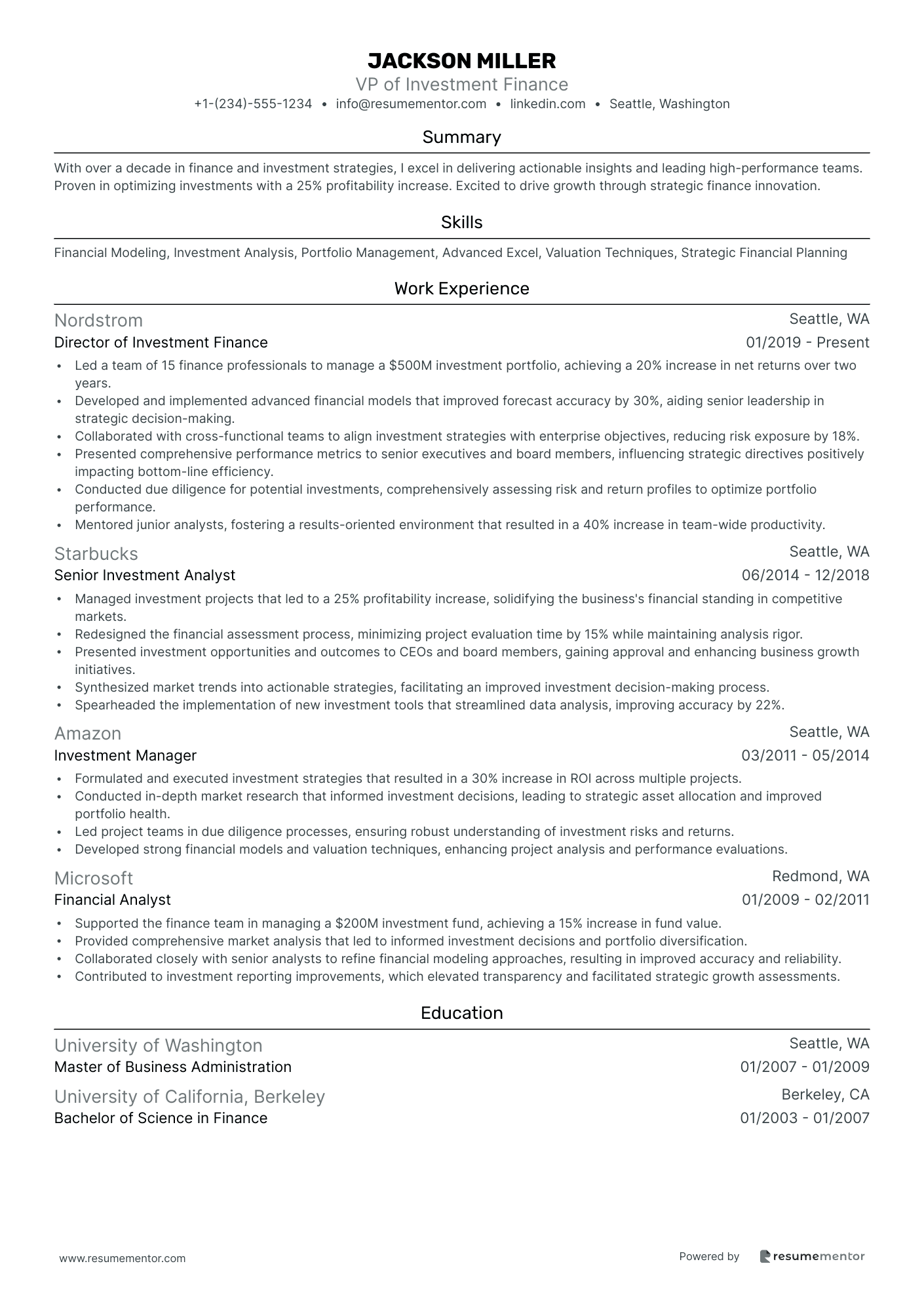VP of Investment Finance