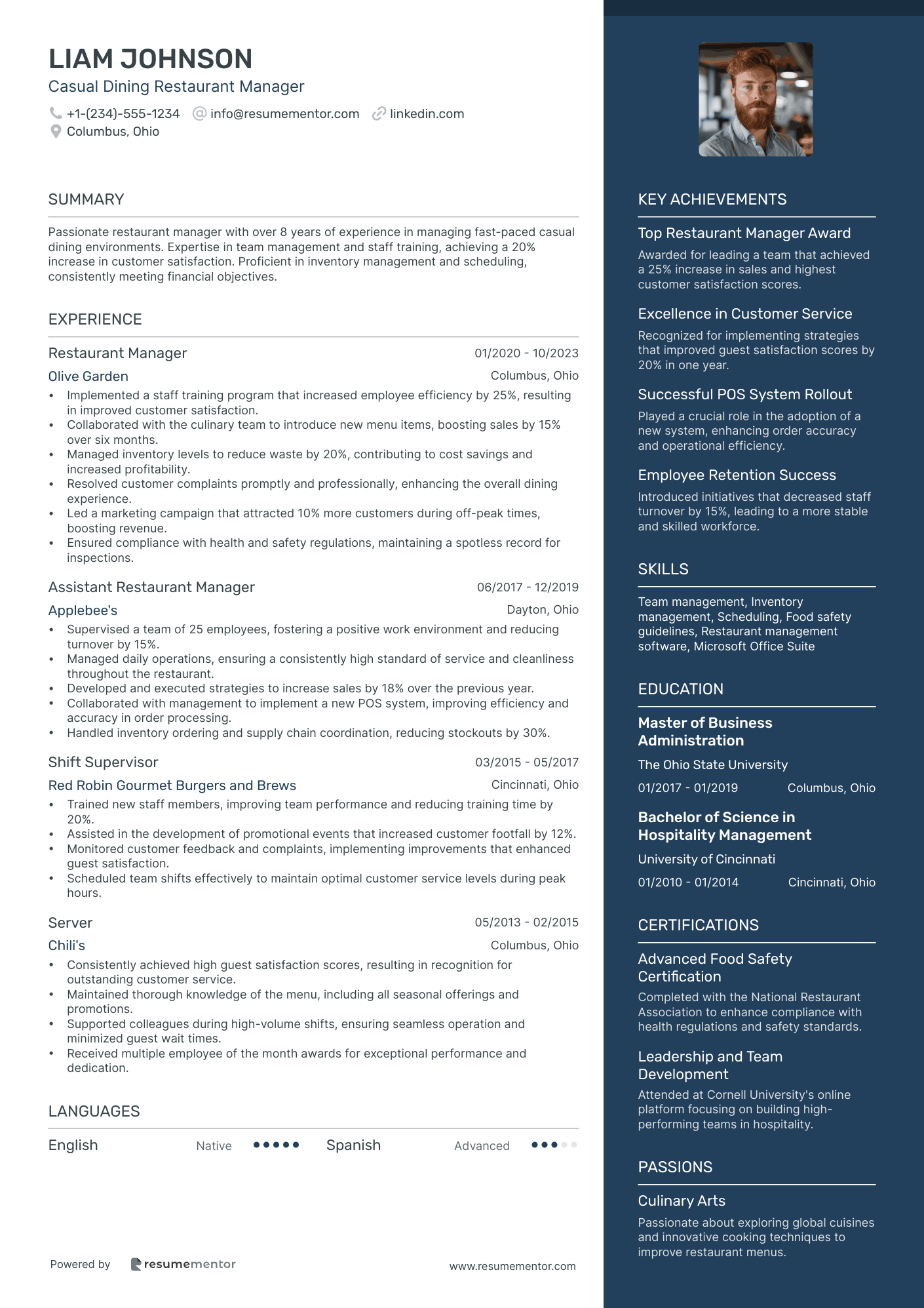 Casual Dining Restaurant Manager