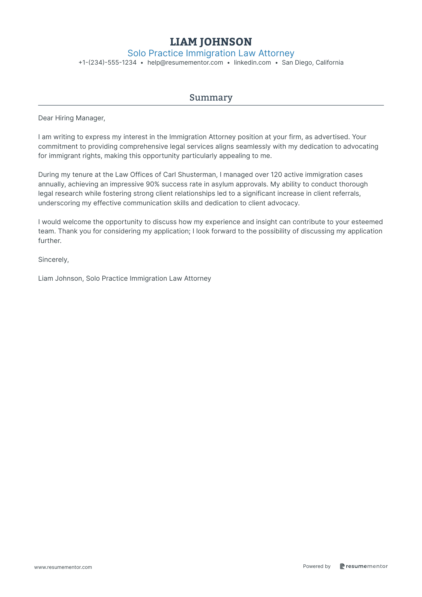 Solo Practice Immigration Law Attorney