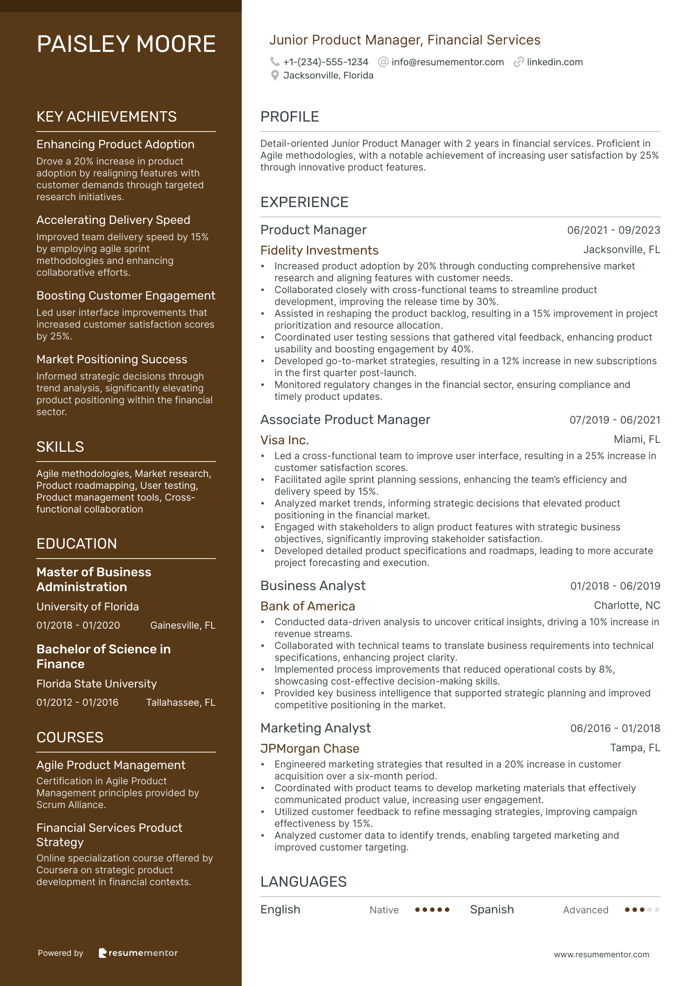 Junior Product Manager, Financial Services