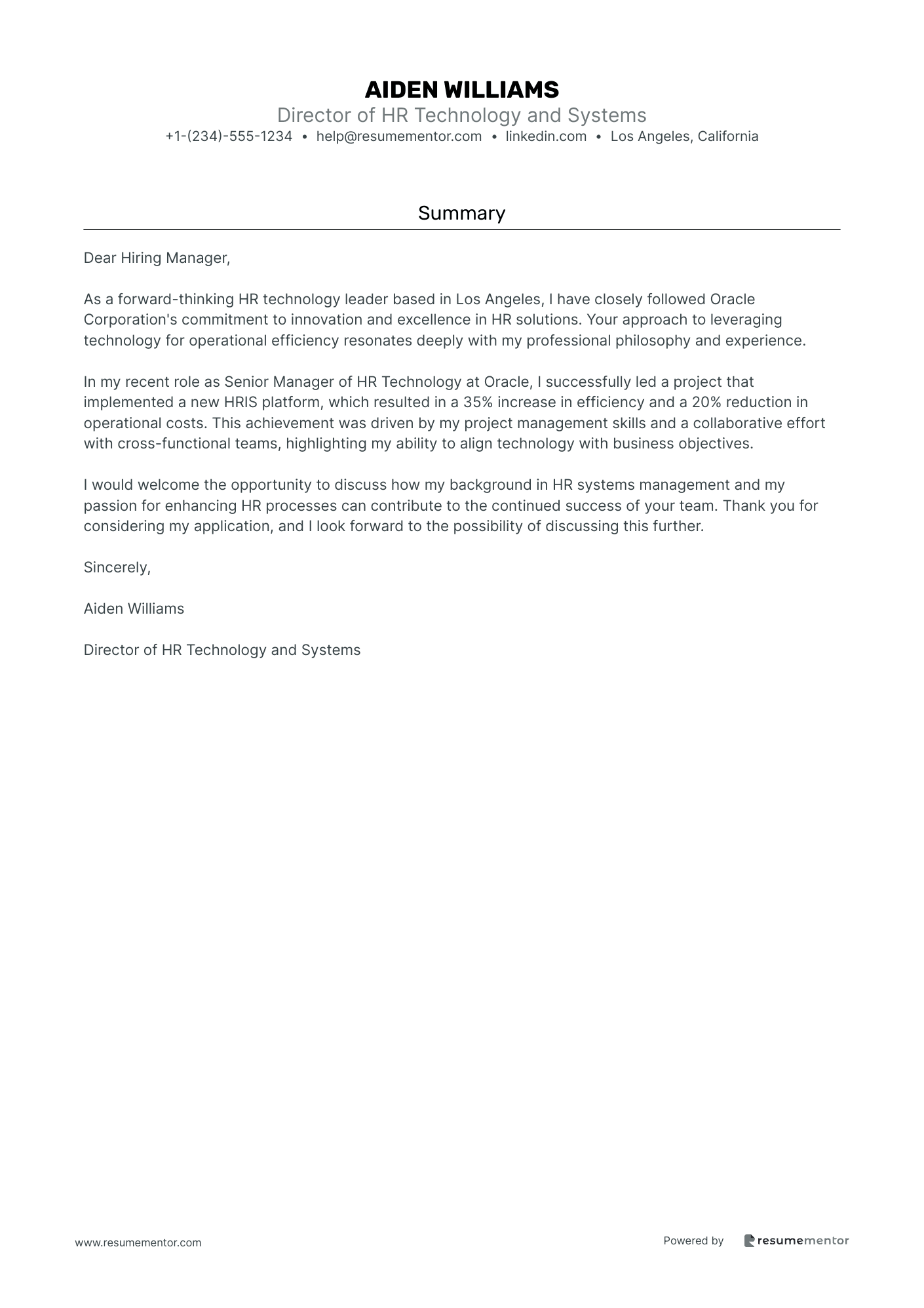 Director of HR Technology and Systems