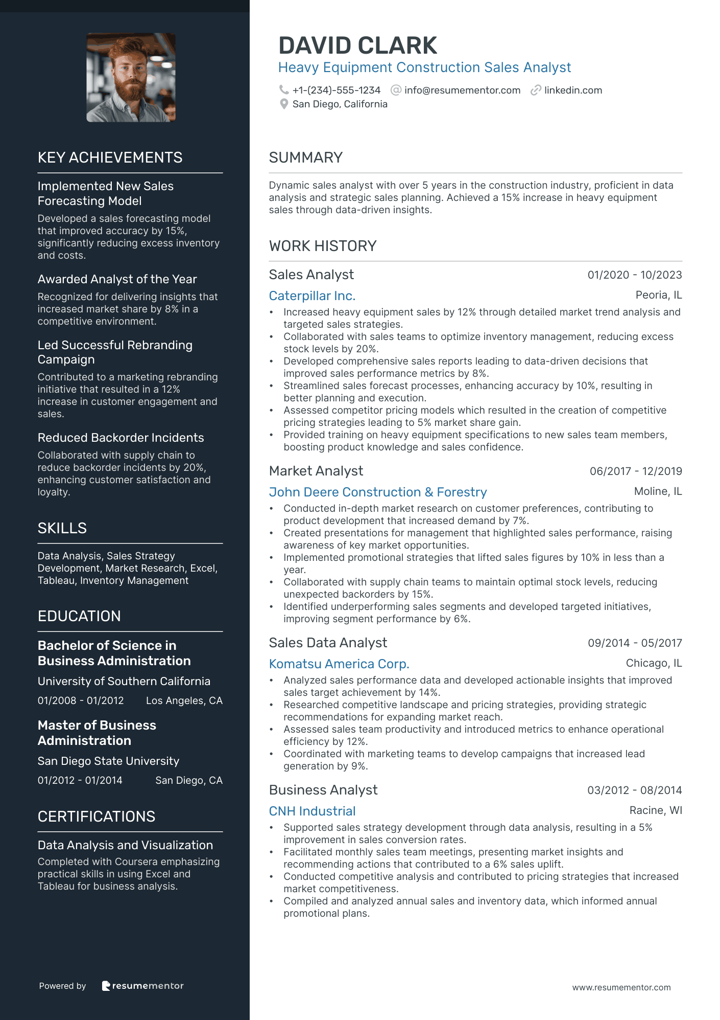 Heavy Equipment Construction Sales Analyst