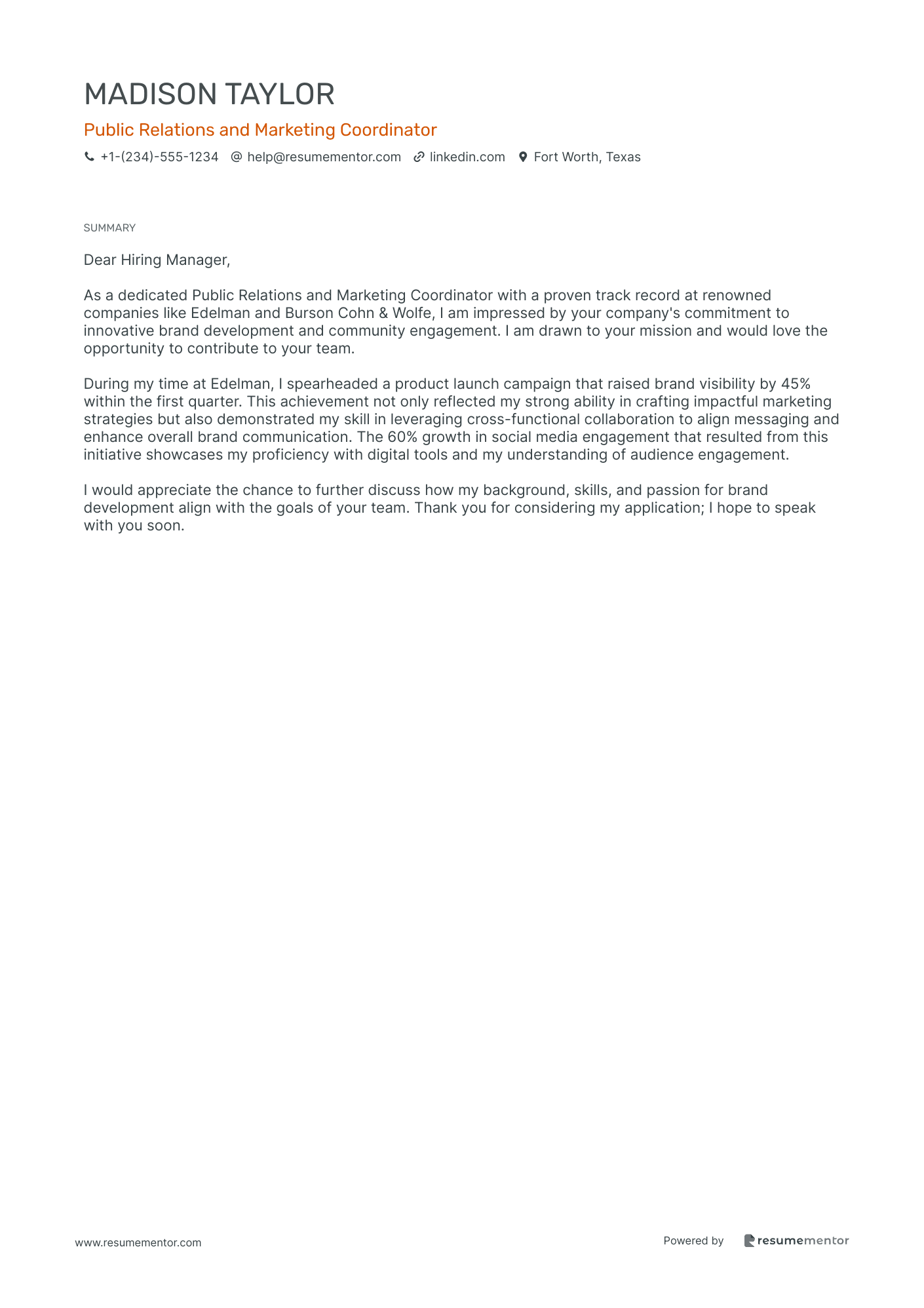 Public Relations and Marketing Coordinator