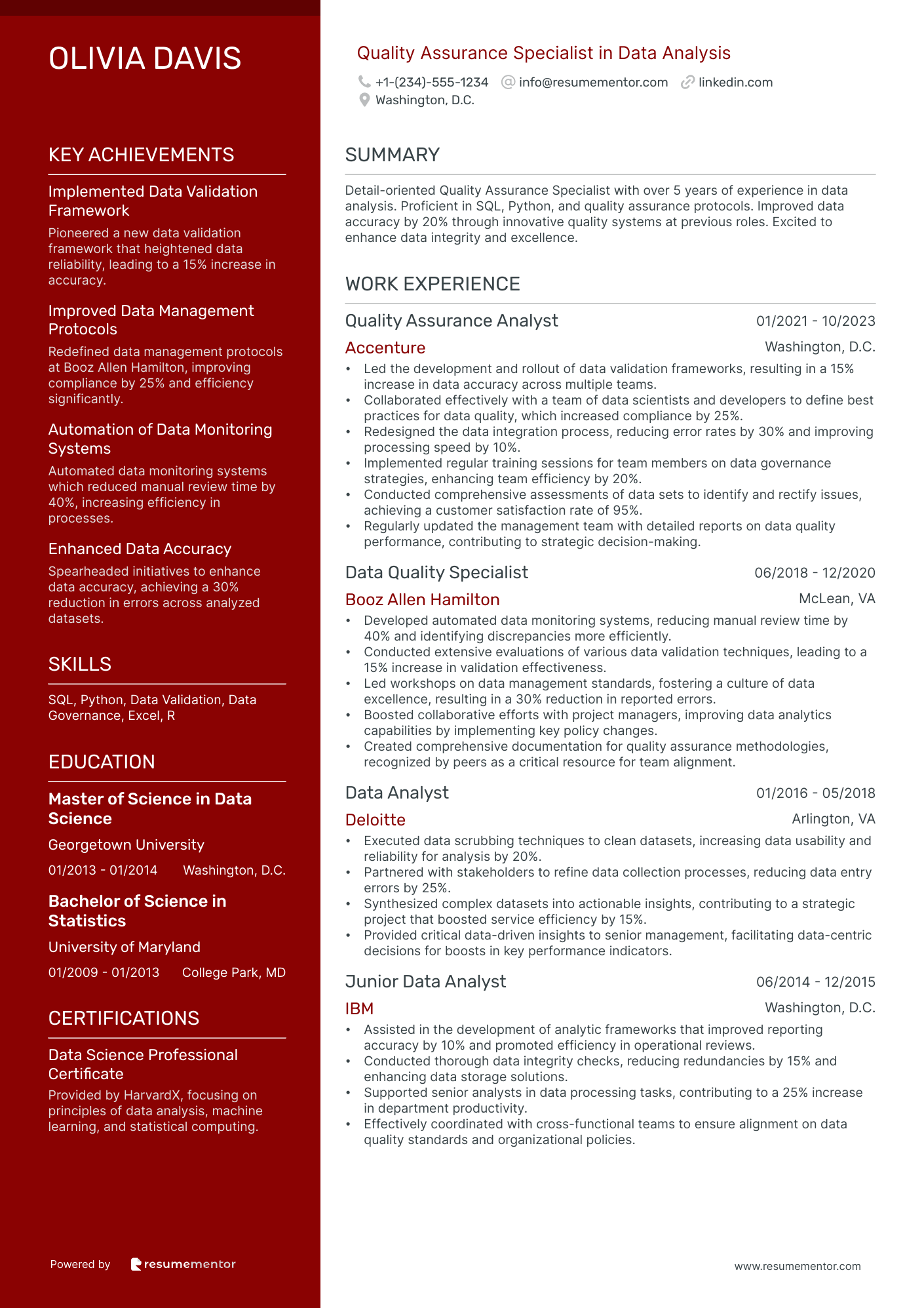Quality Assurance Specialist in Data Analysis