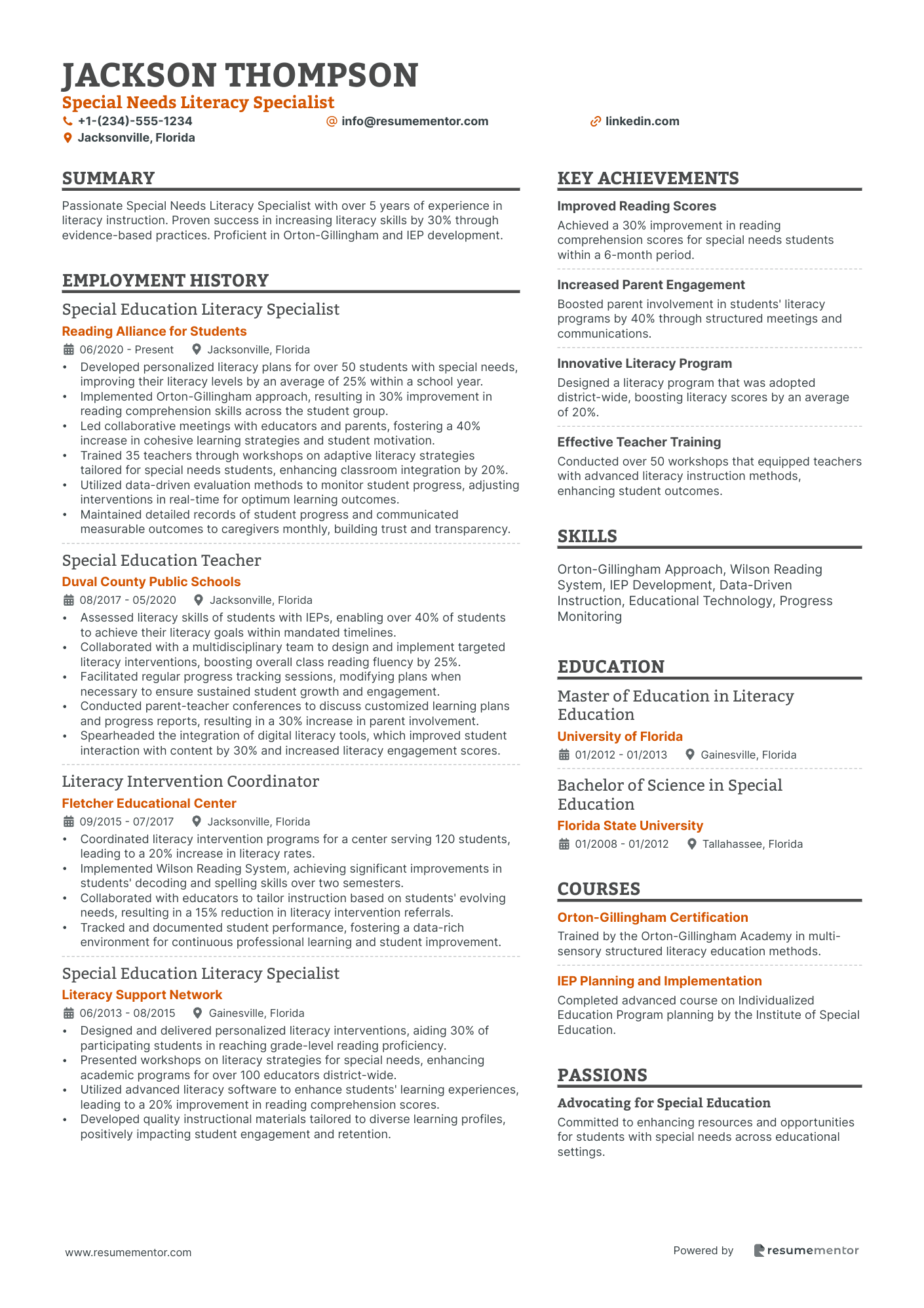 Special Needs Literacy Specialist