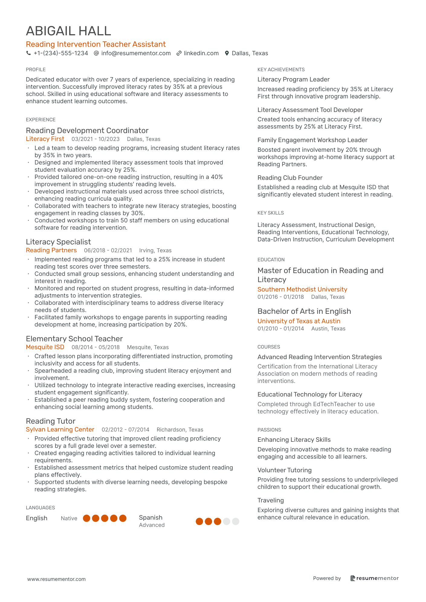 Reading Intervention Teacher Assistant