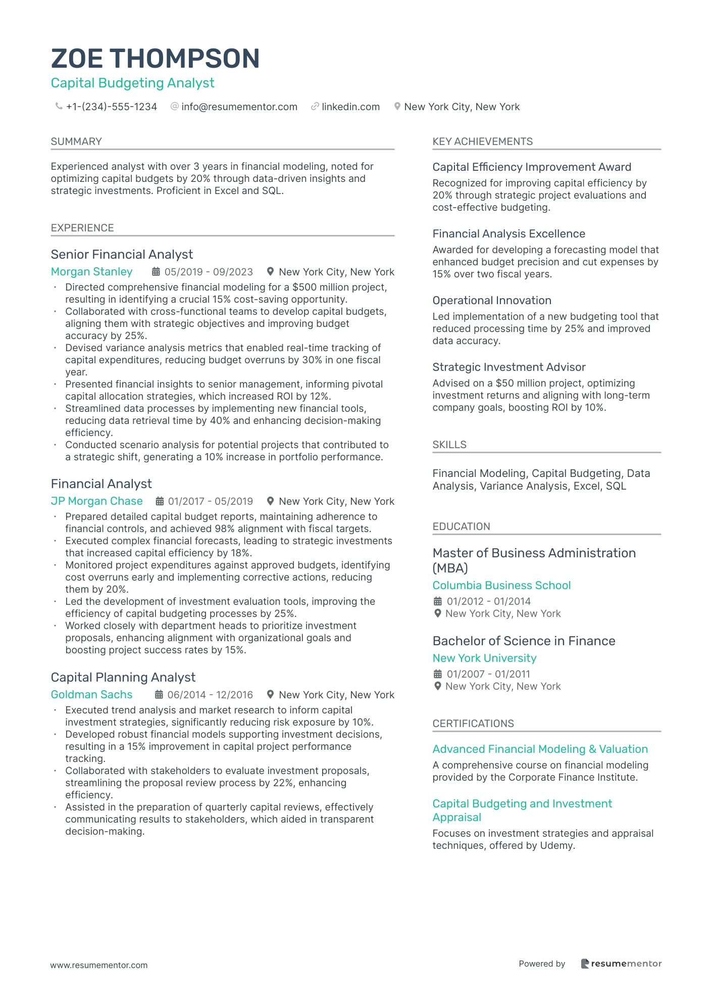 Capital Budgeting Analyst