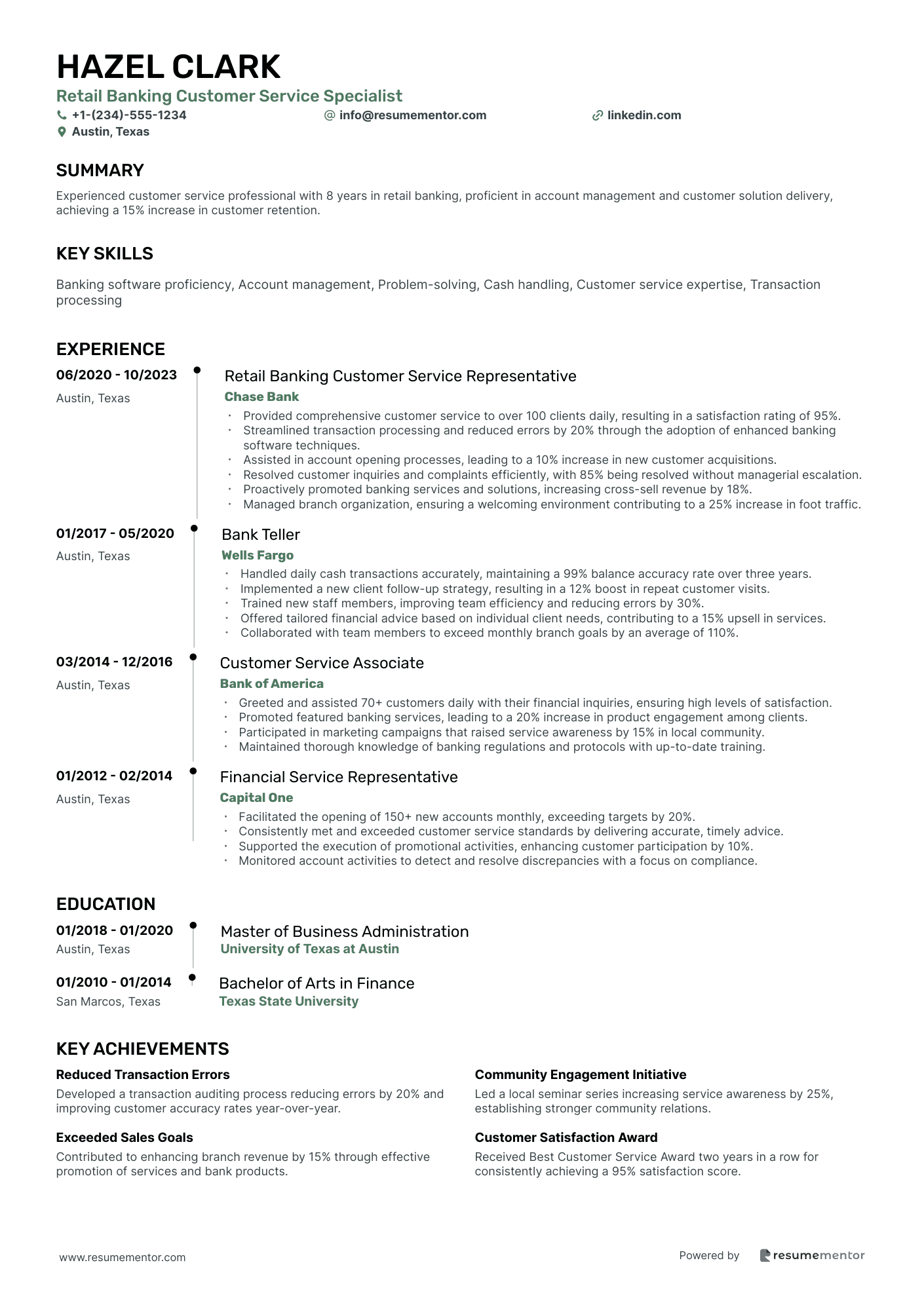 Retail Banking Customer Service Specialist