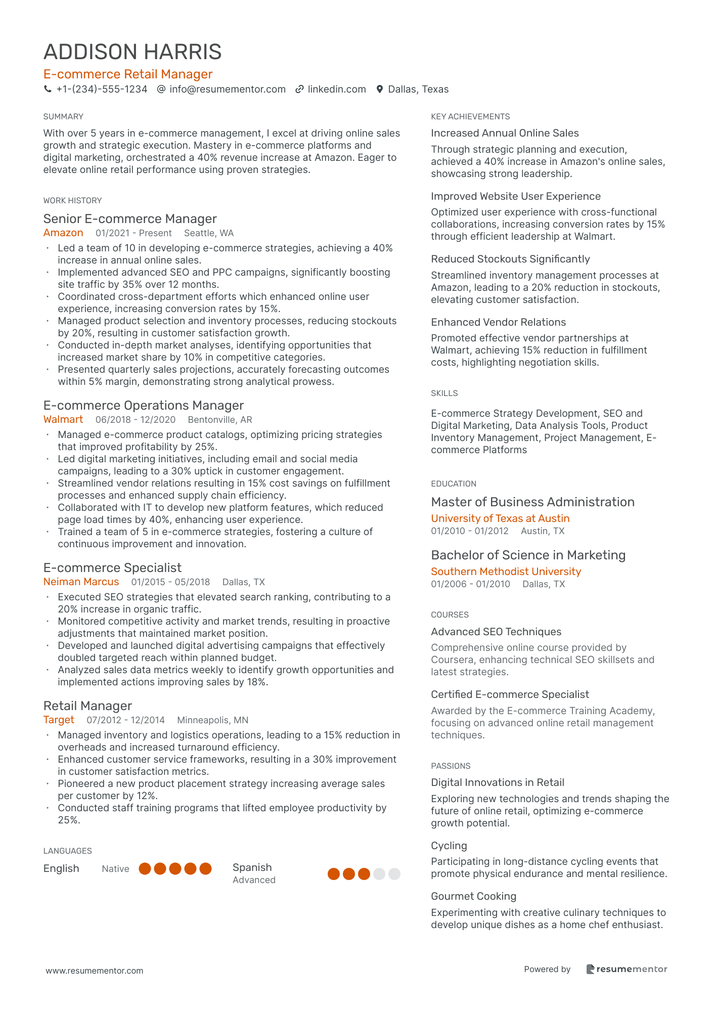 E commerce Retail Manager