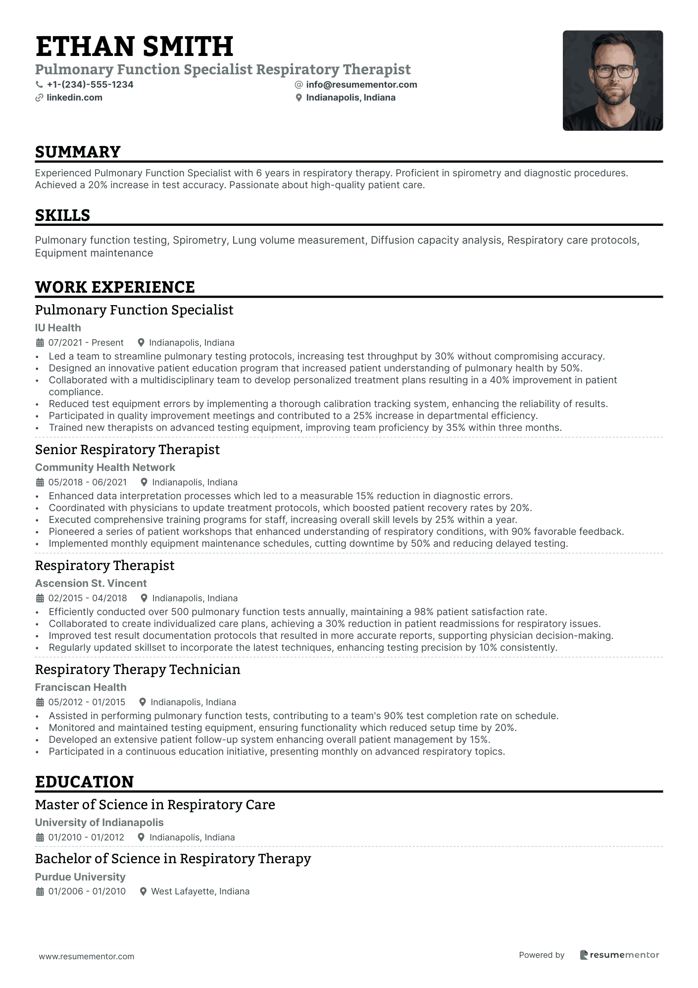 Pulmonary Function Specialist Respiratory Therapist