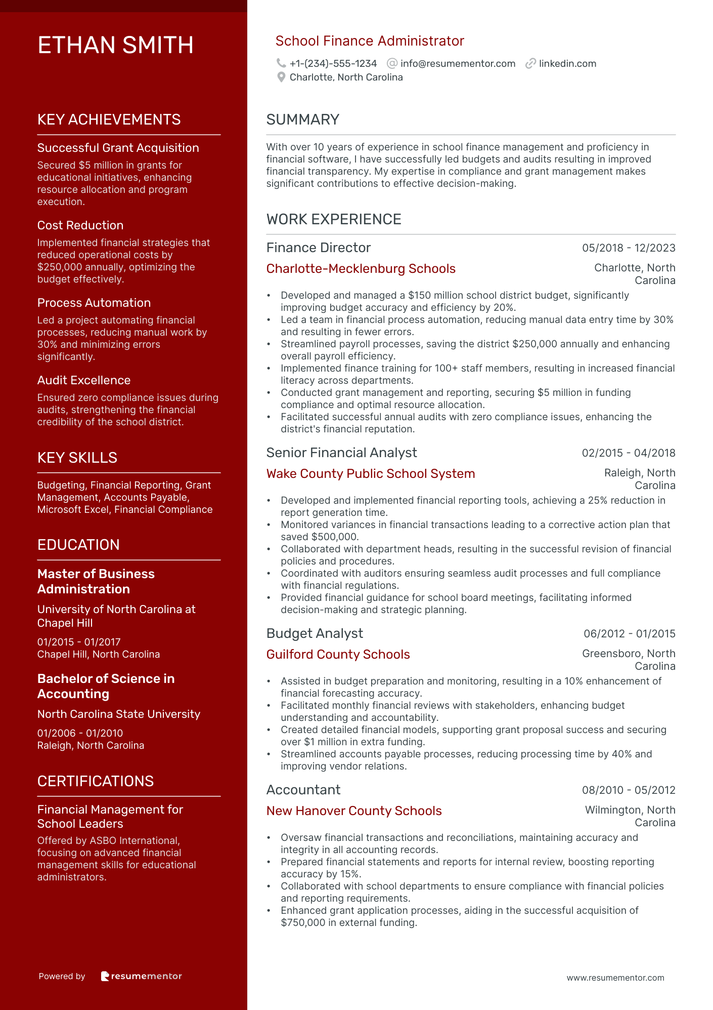 School Finance Administrator