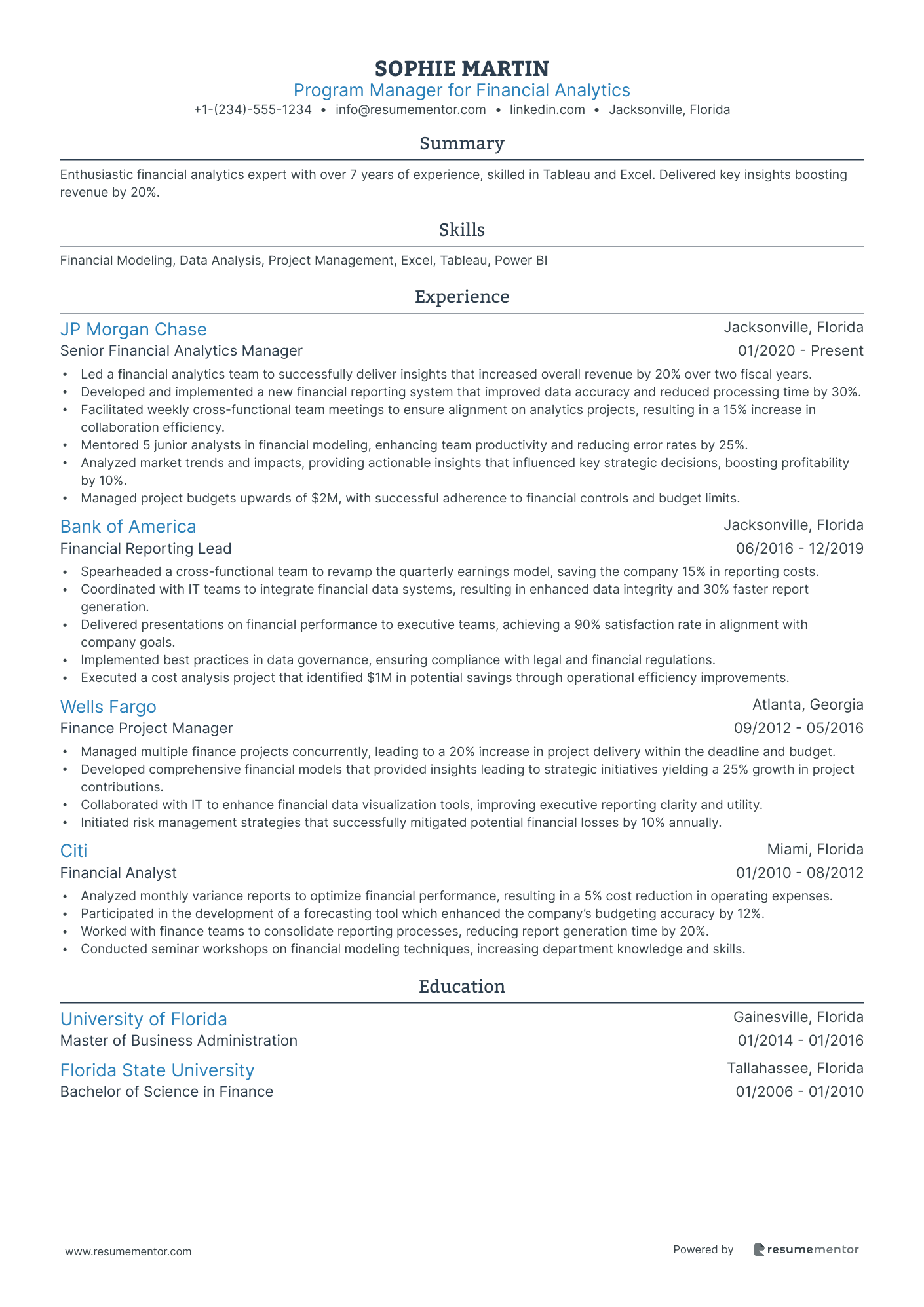 Program Manager for Financial Analytics
