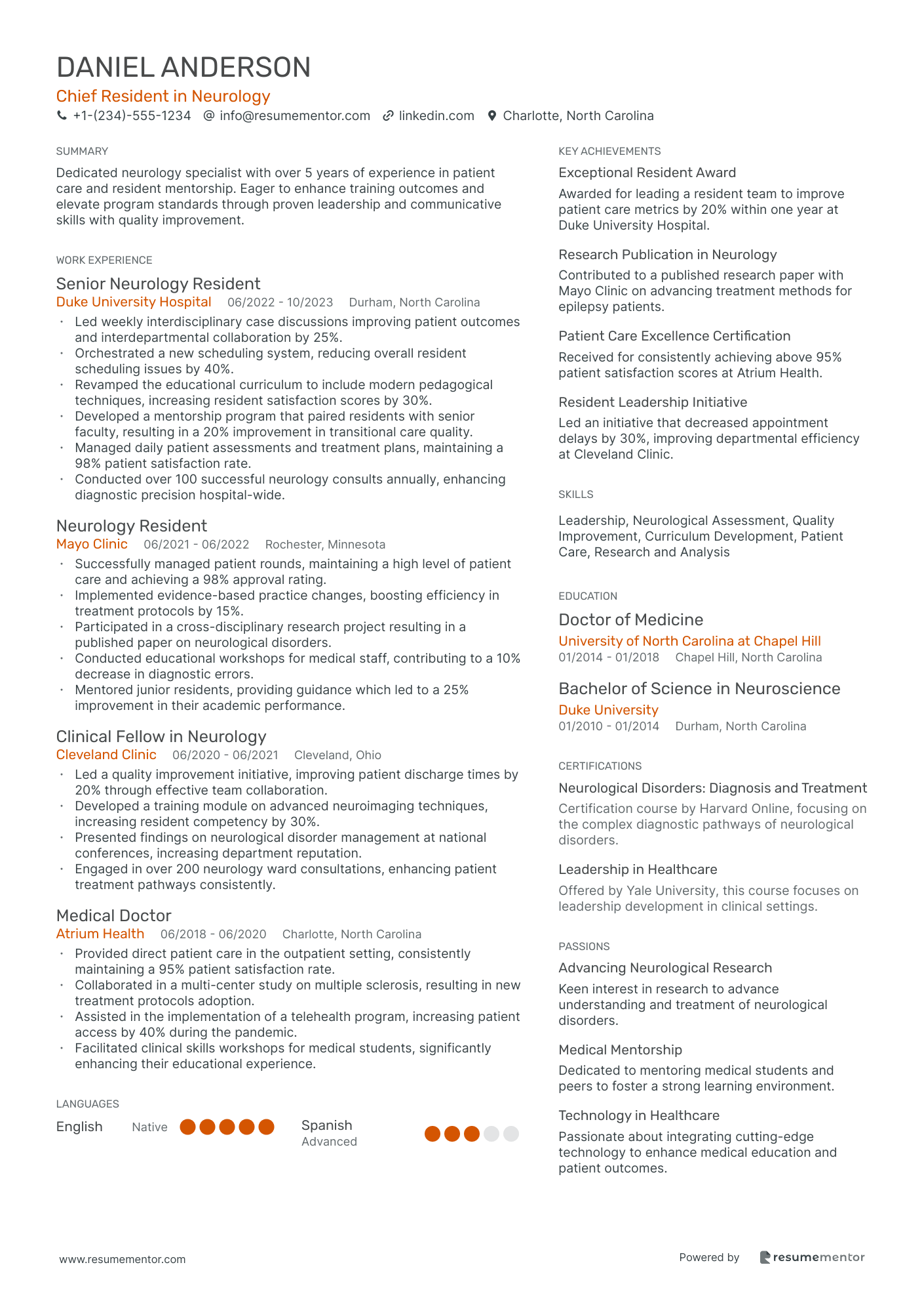 Chief Resident in Neurology