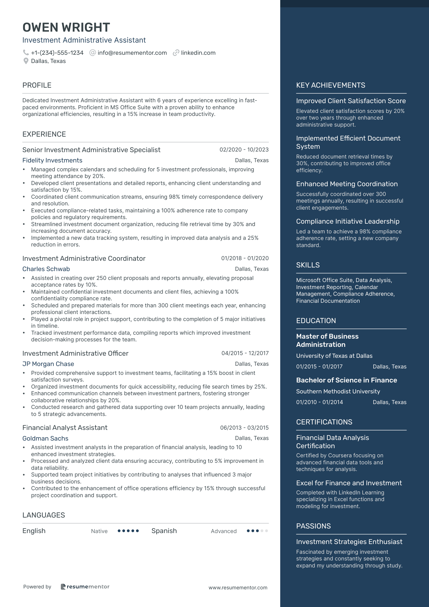 Investment Administrative Assistant