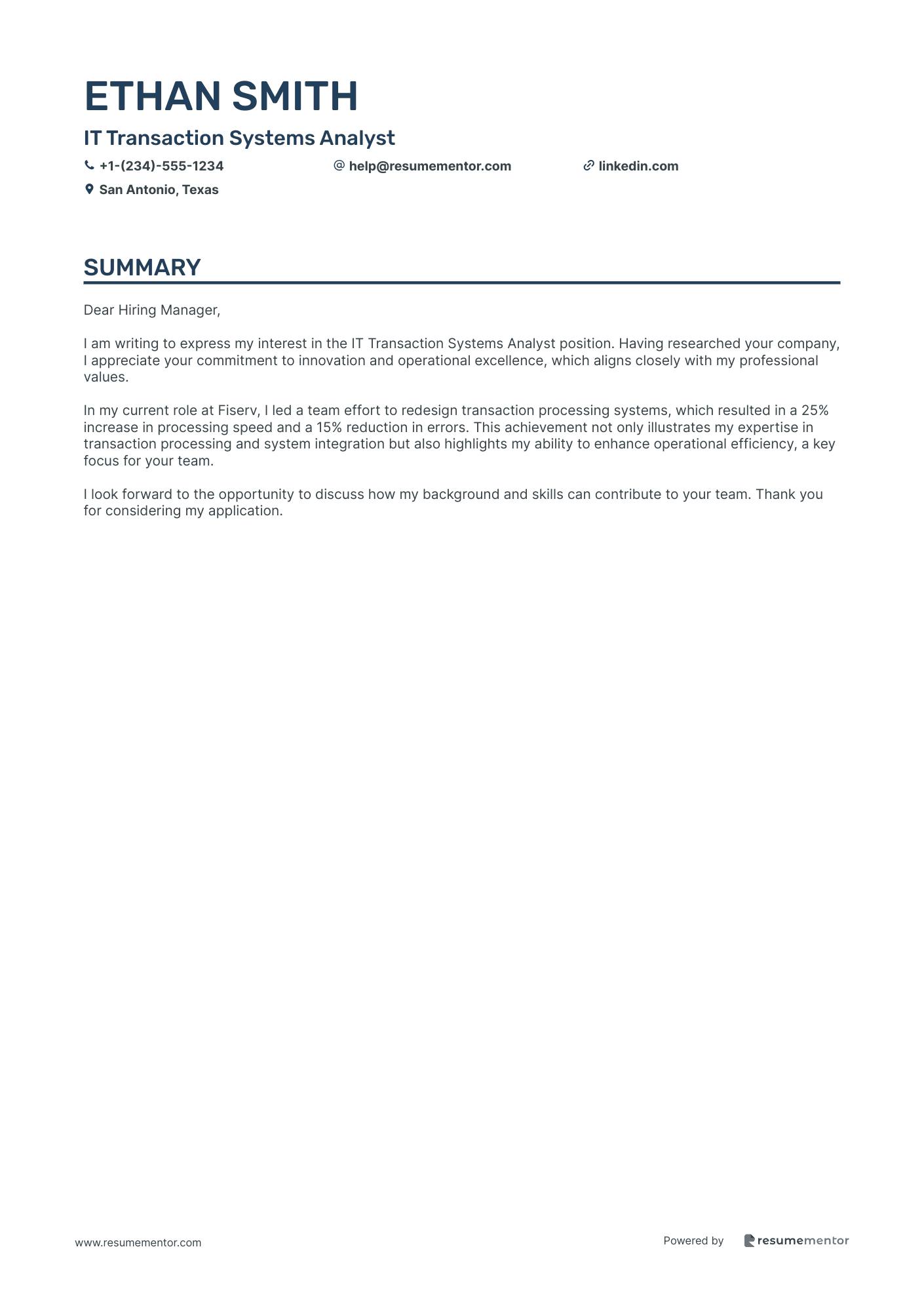 IT Transaction Systems Analyst