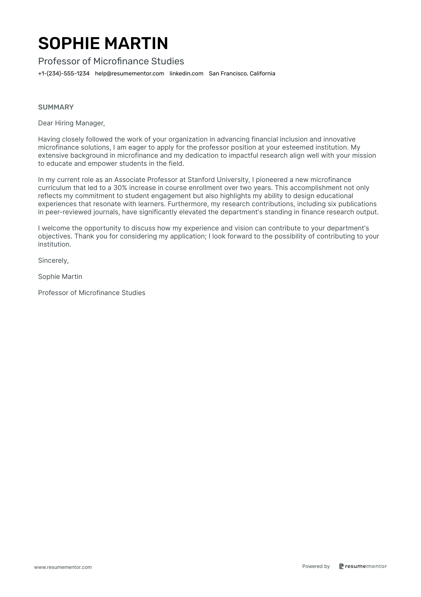 Professor of Microfinance Studies