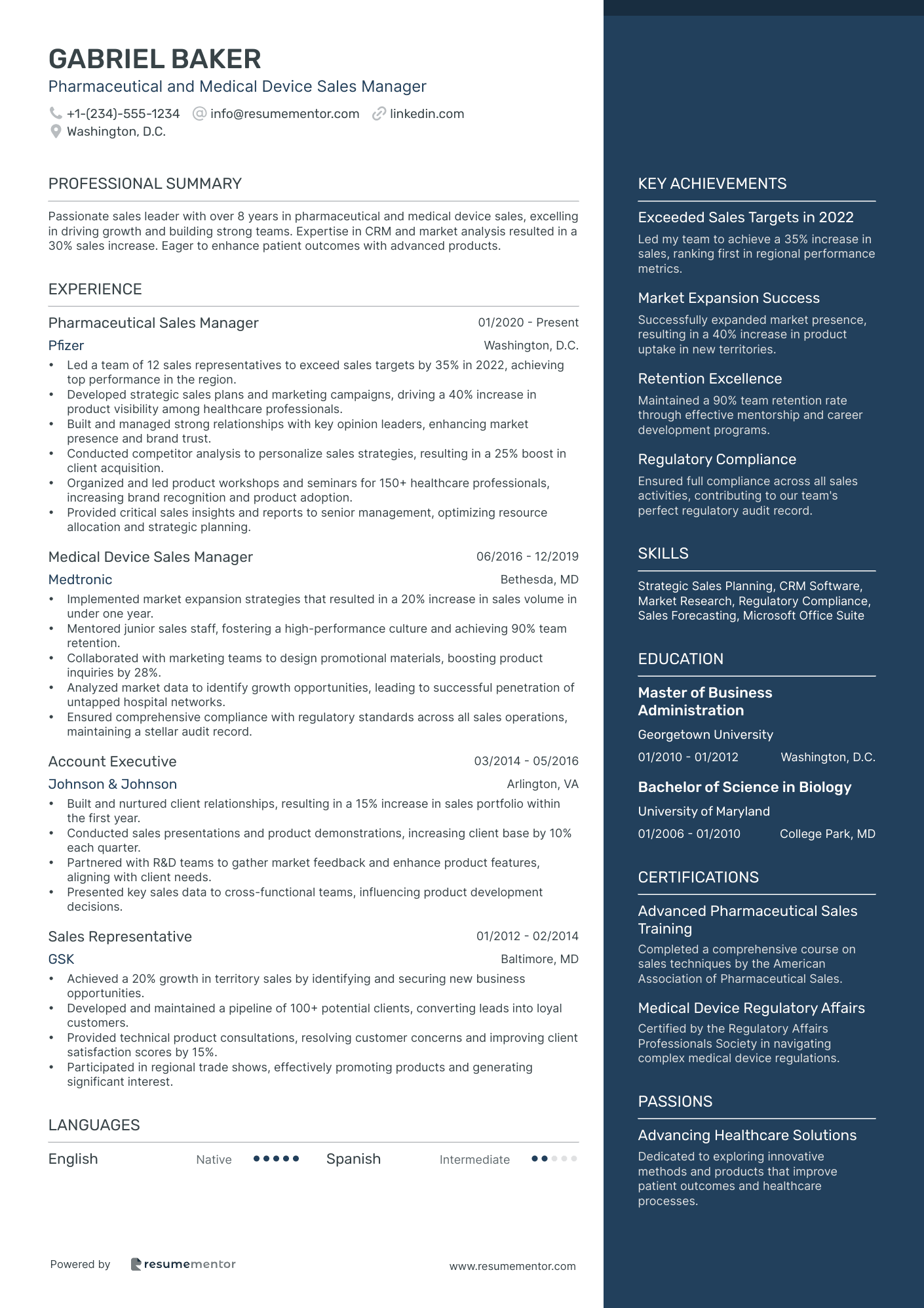 Pharmaceutical and Medical Device Sales Manager
