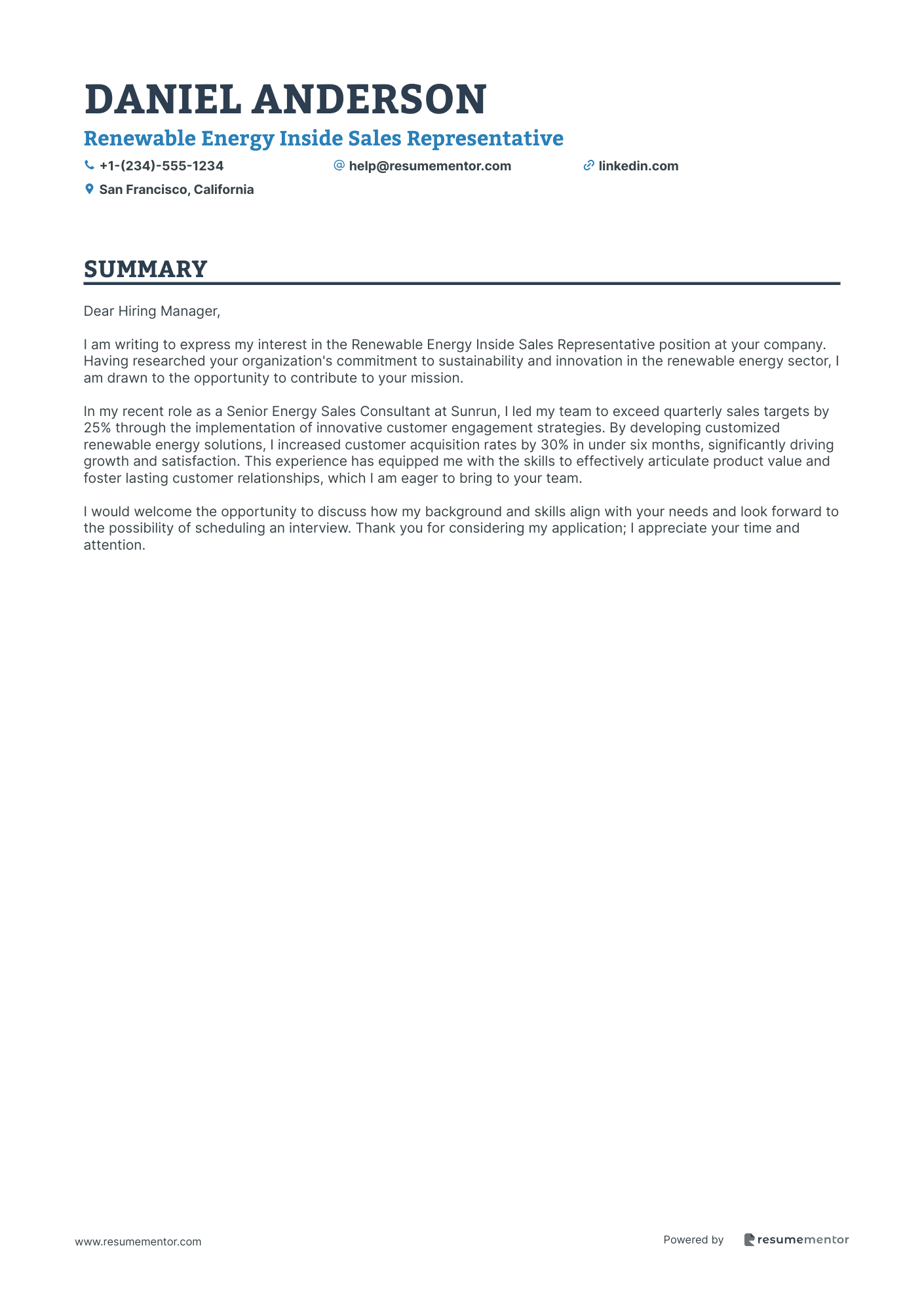 Renewable Energy Inside Sales Representative