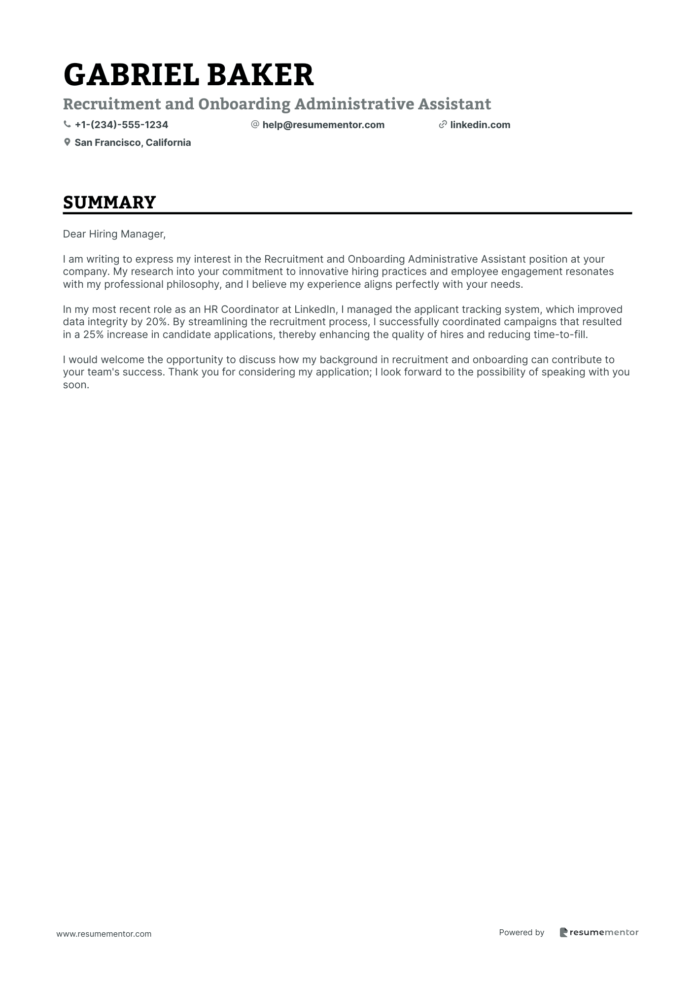 Recruitment and Onboarding Administrative Assistant