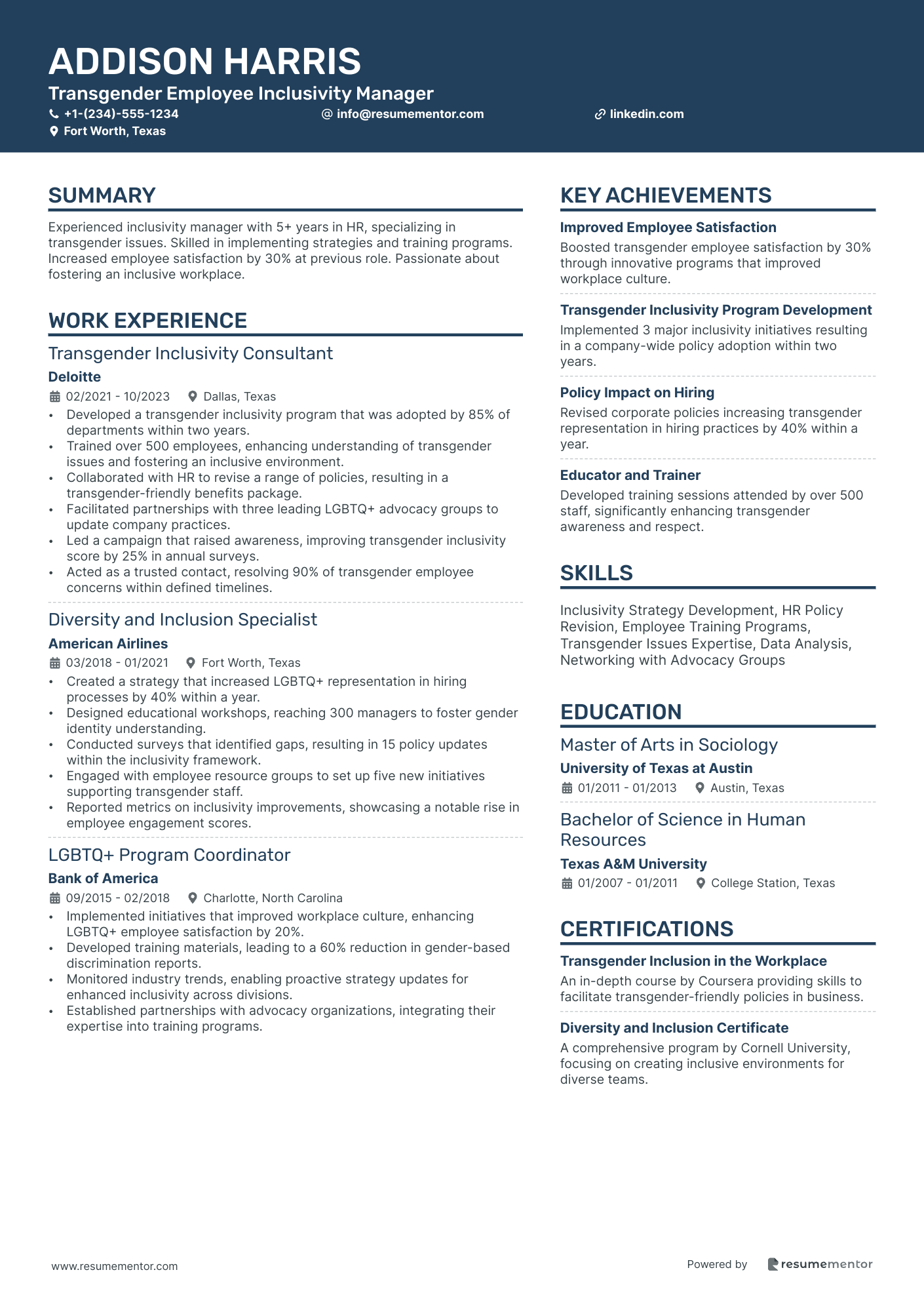 Transgender Employee Inclusivity Manager