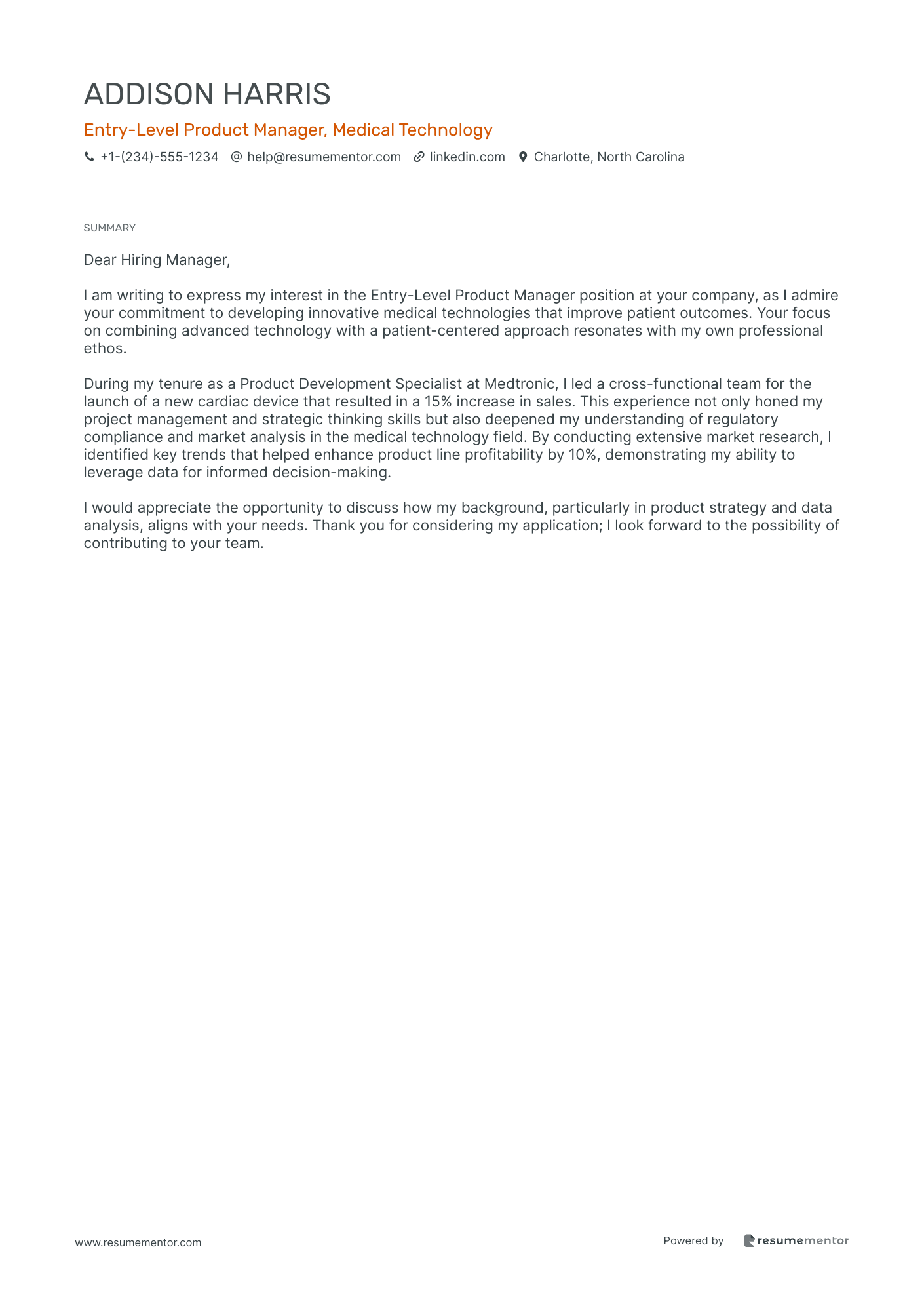 Entry Level Product Manager, Medical Technology