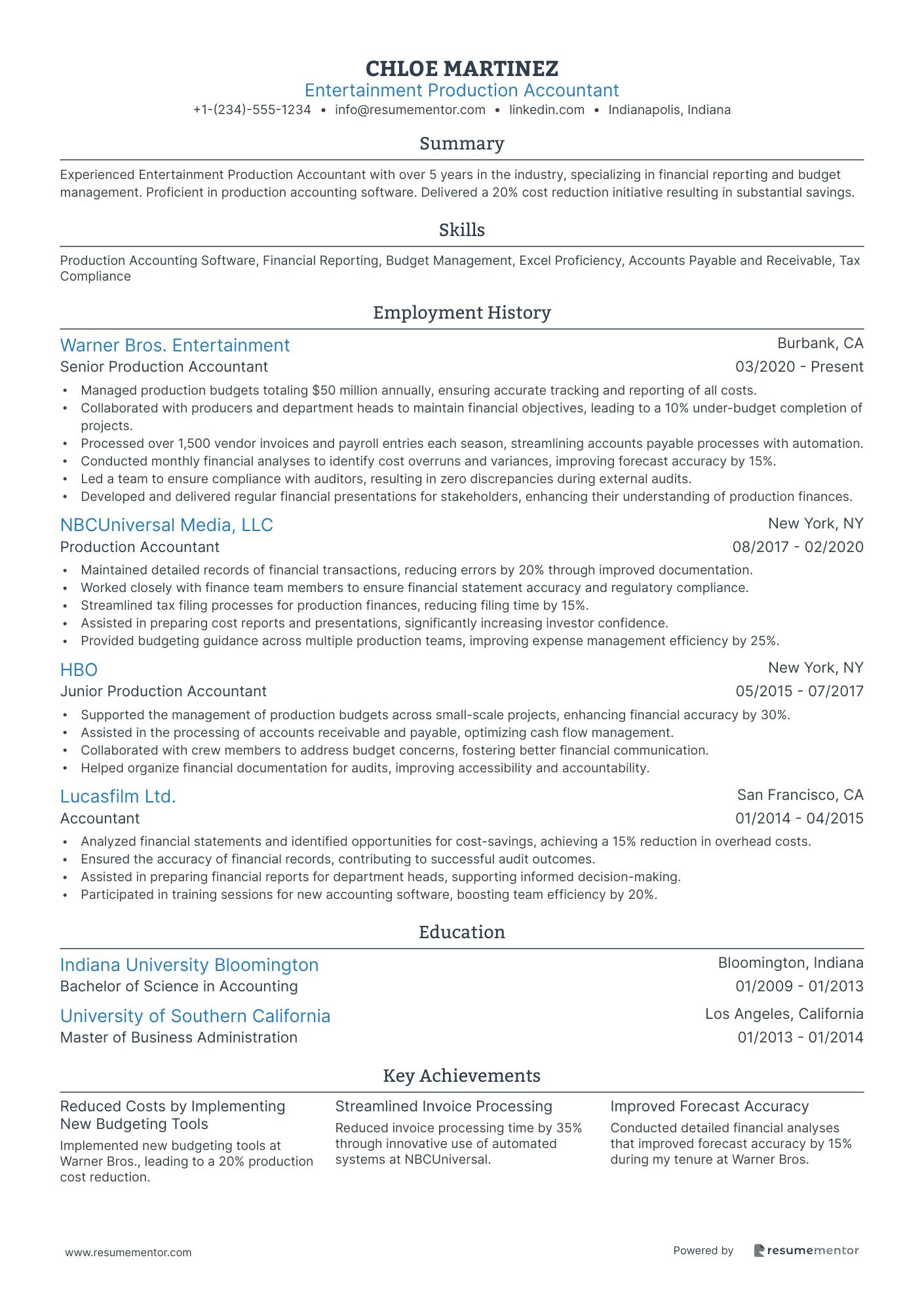 Entertainment Production Accountant