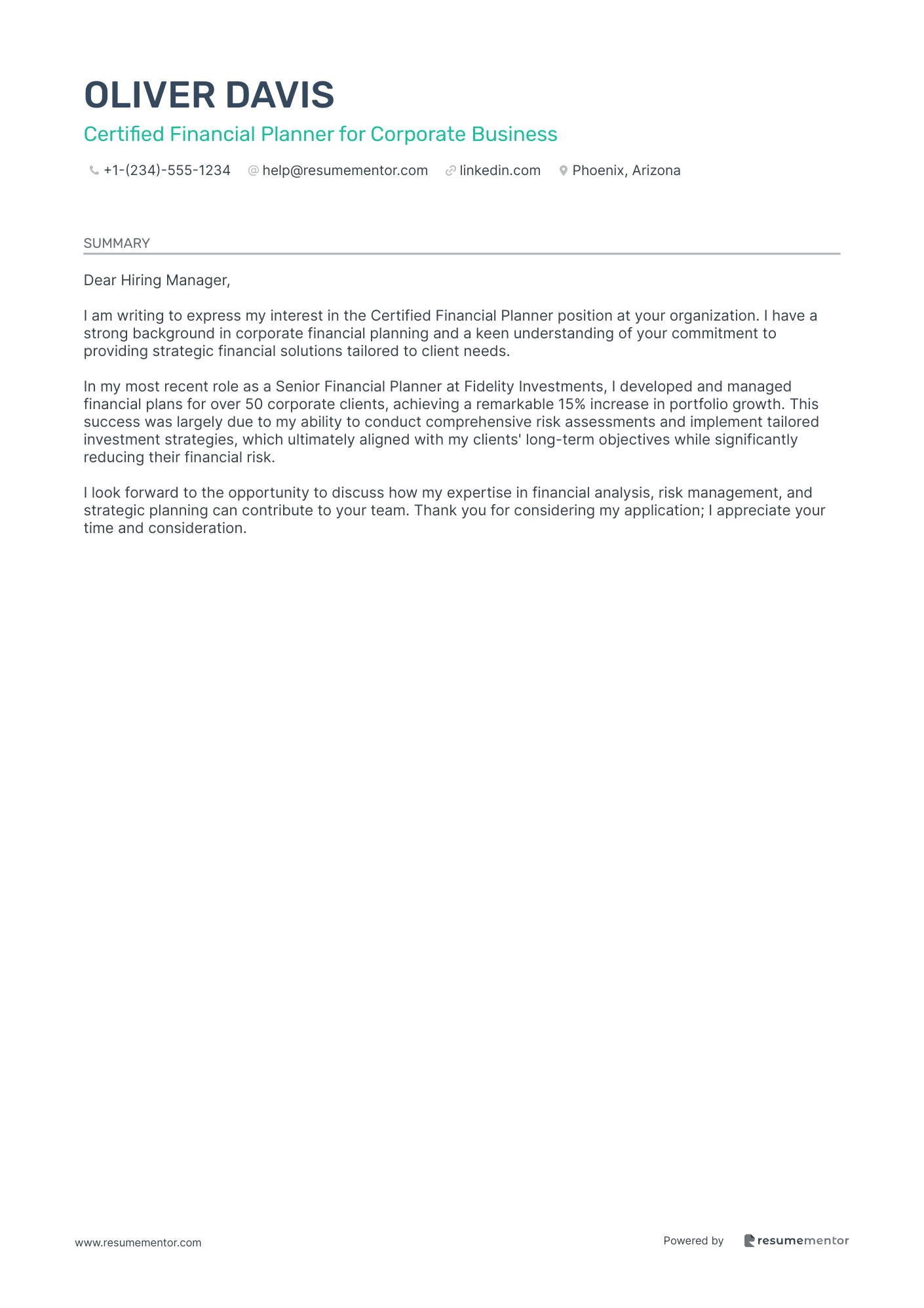 Certified Financial Planner for Corporate Business