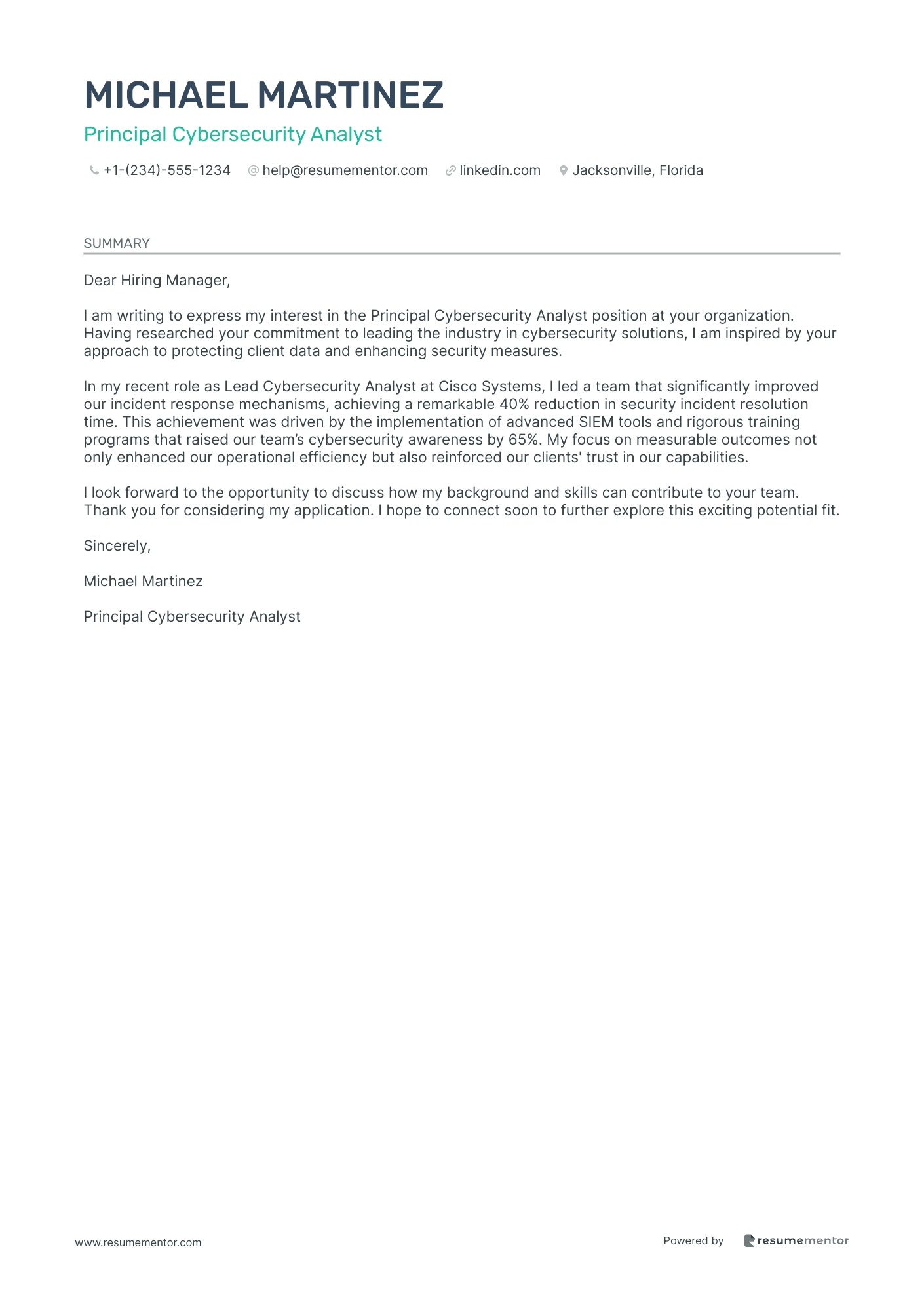 Principal Cybersecurity Analyst