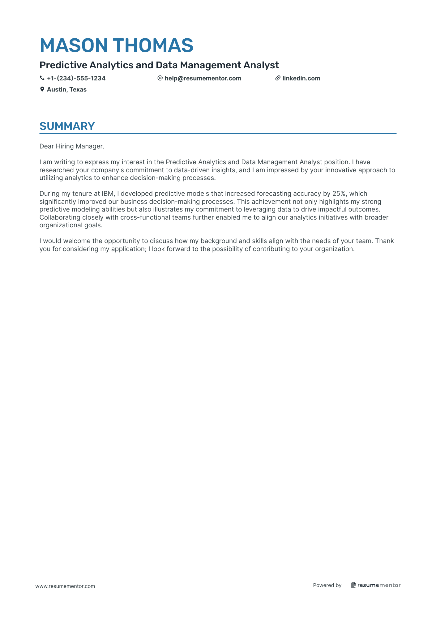 Predictive Analytics and Data Management Analyst