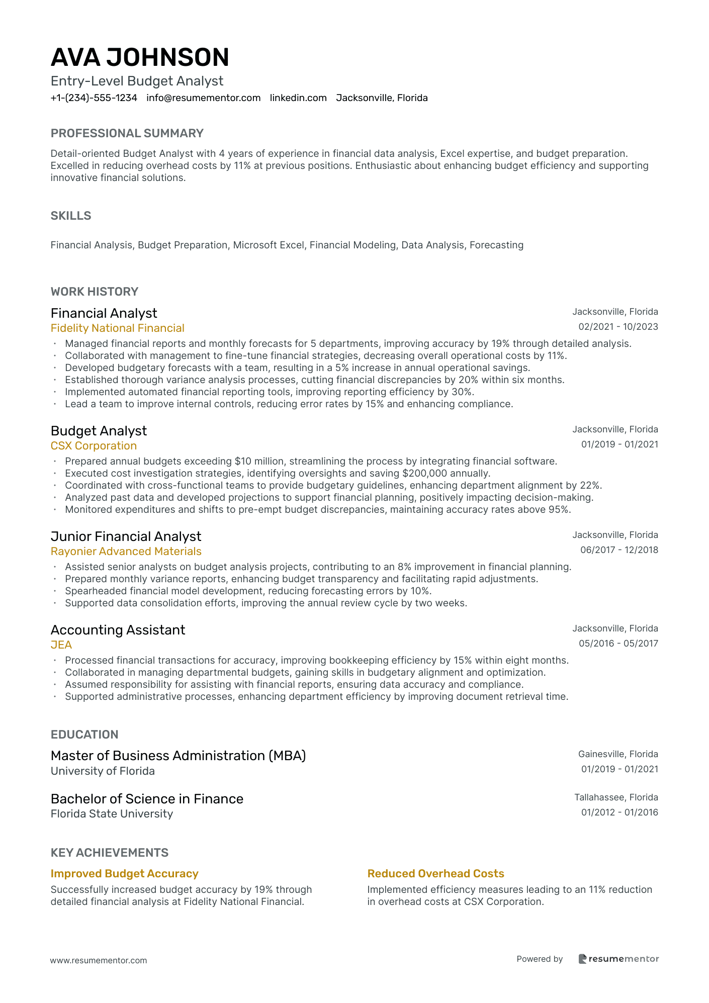 Entry Level Budget Analyst