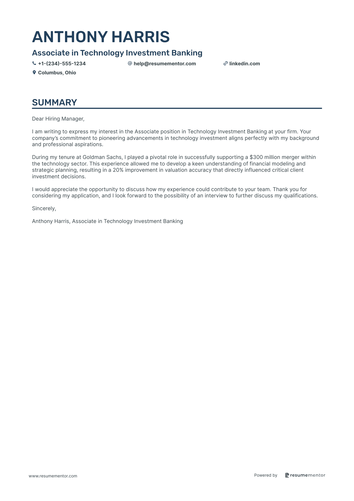 Associate in Technology Investment Banking