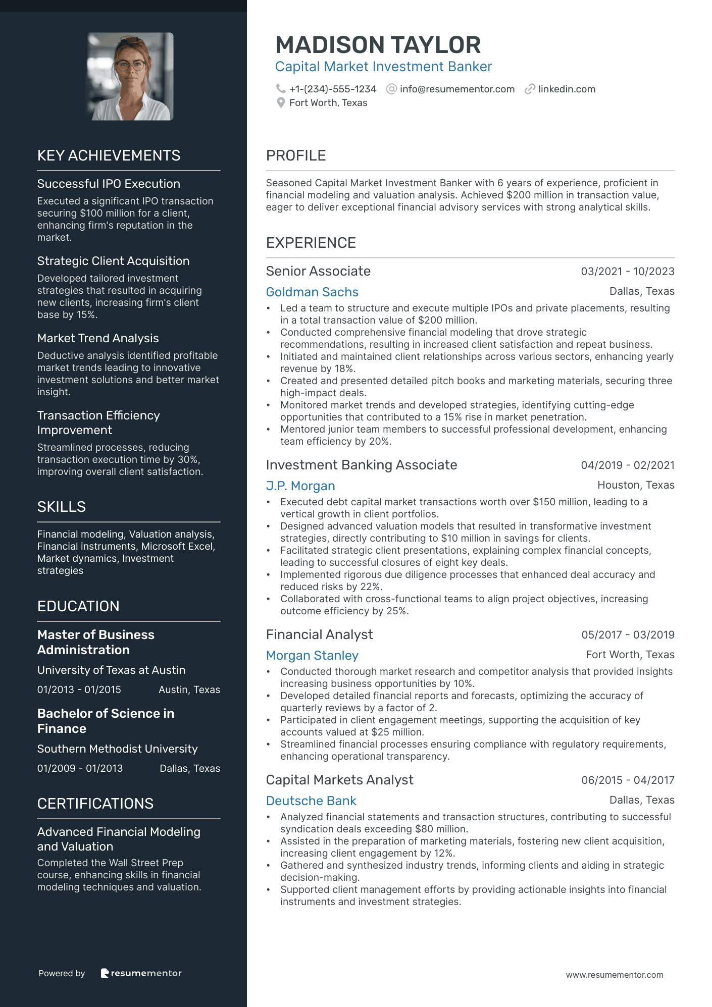 Capital Market Investment Banker
