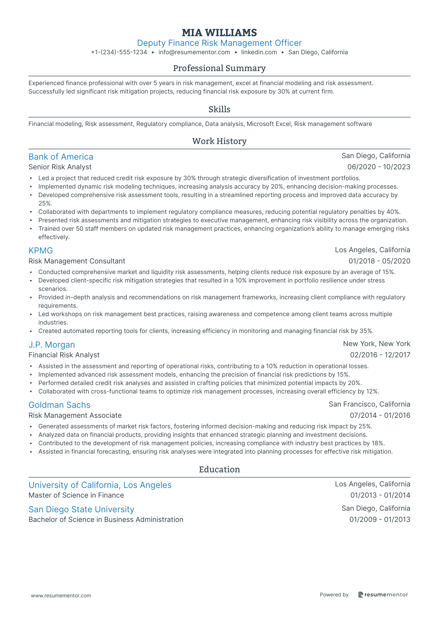Deputy Finance Risk Management Officer