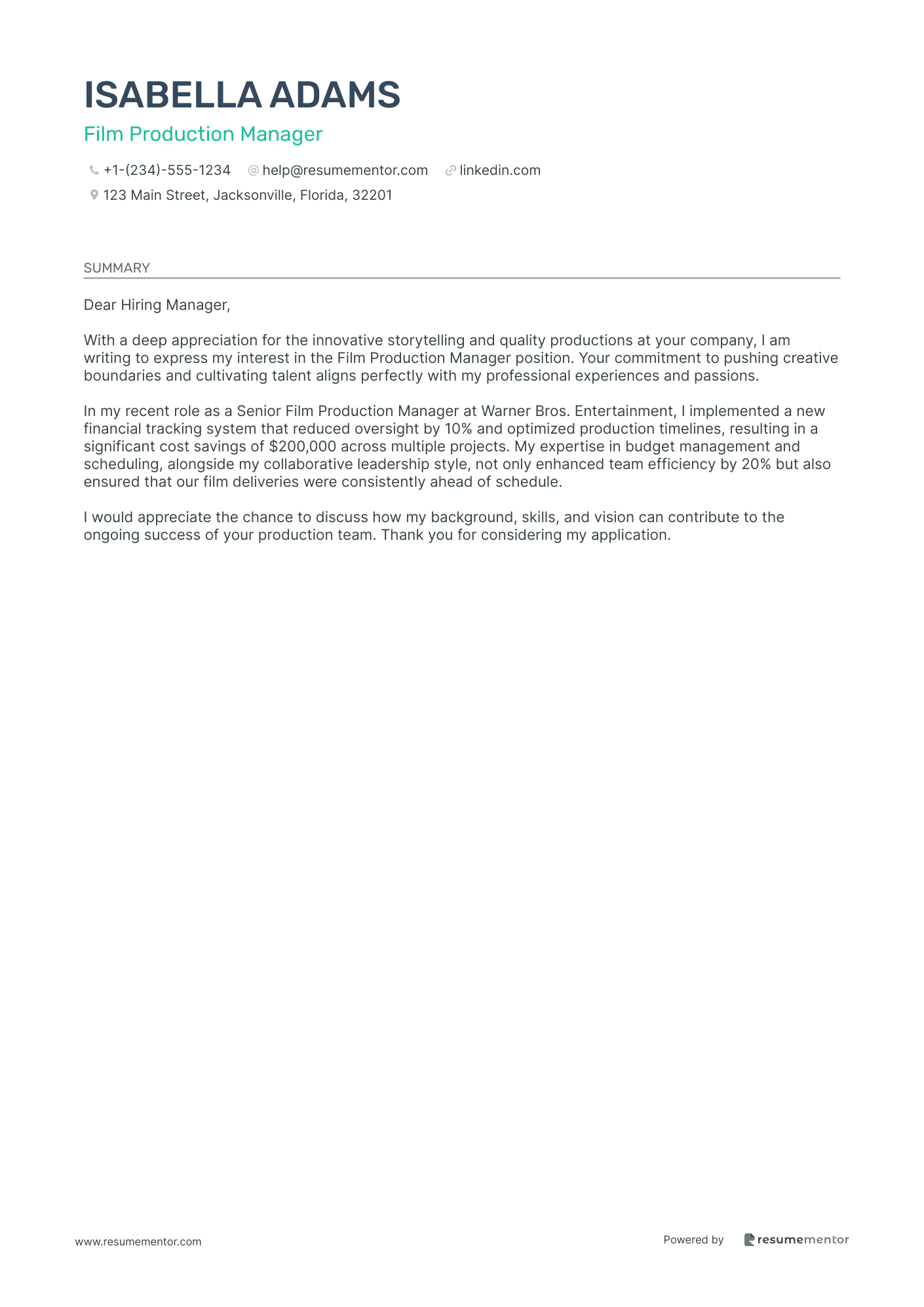 Film Production Manager