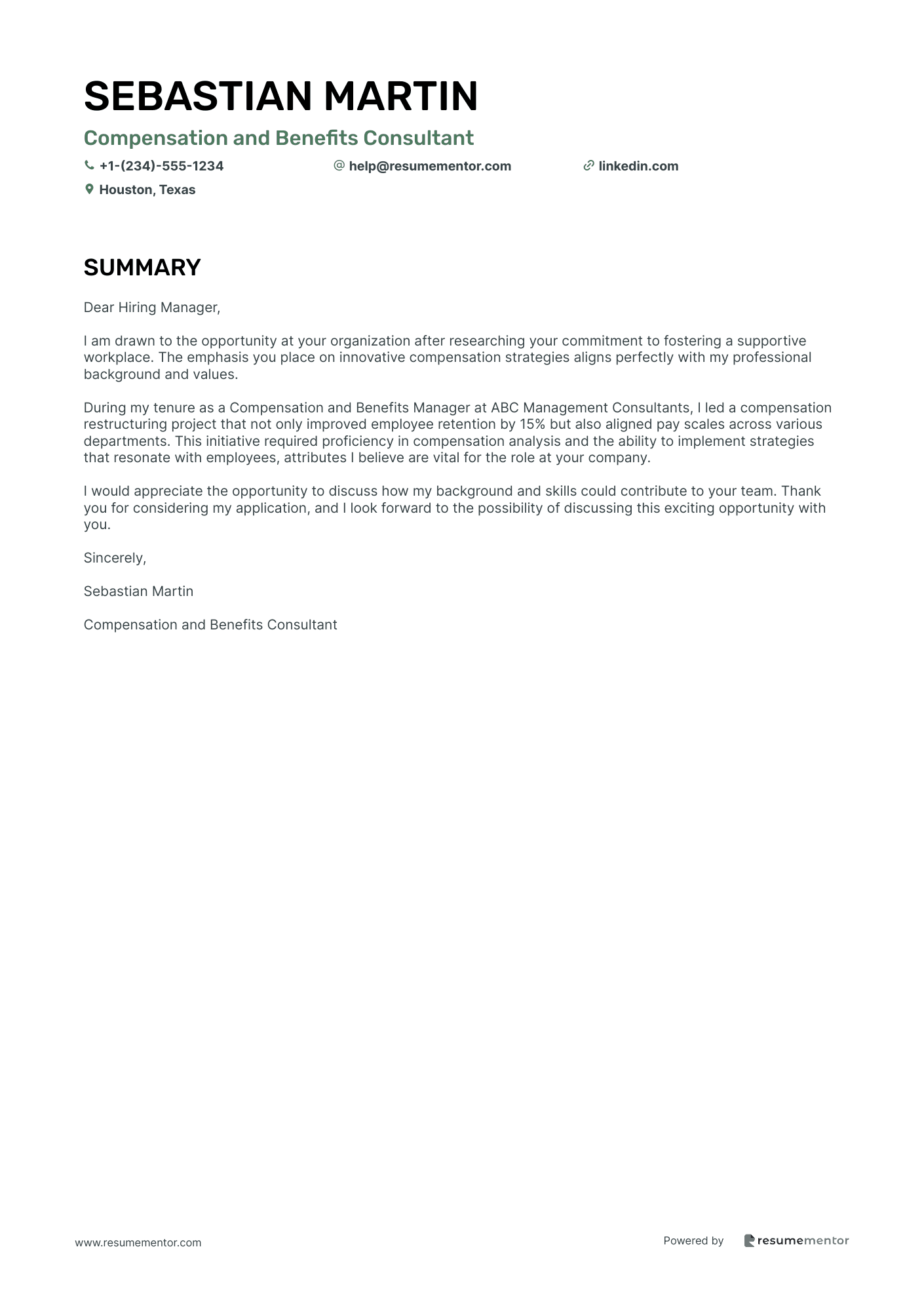 Compensation and Benefits Consultant