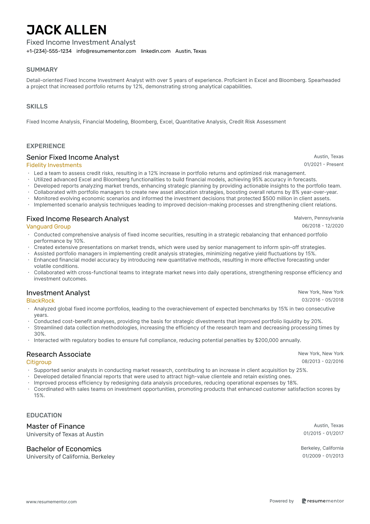 Fixed Income Investment Analyst