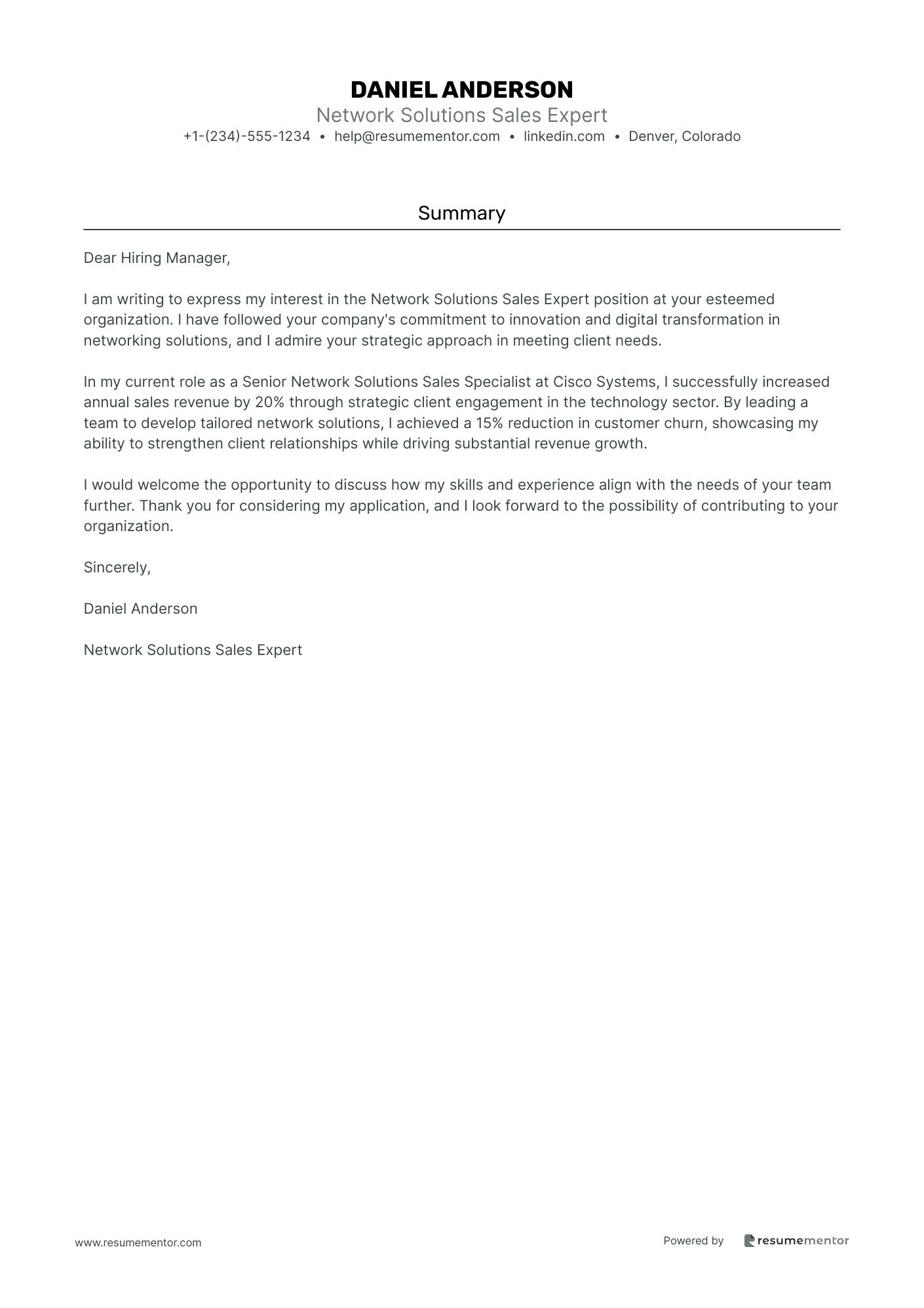 Network Solutions Sales Expert