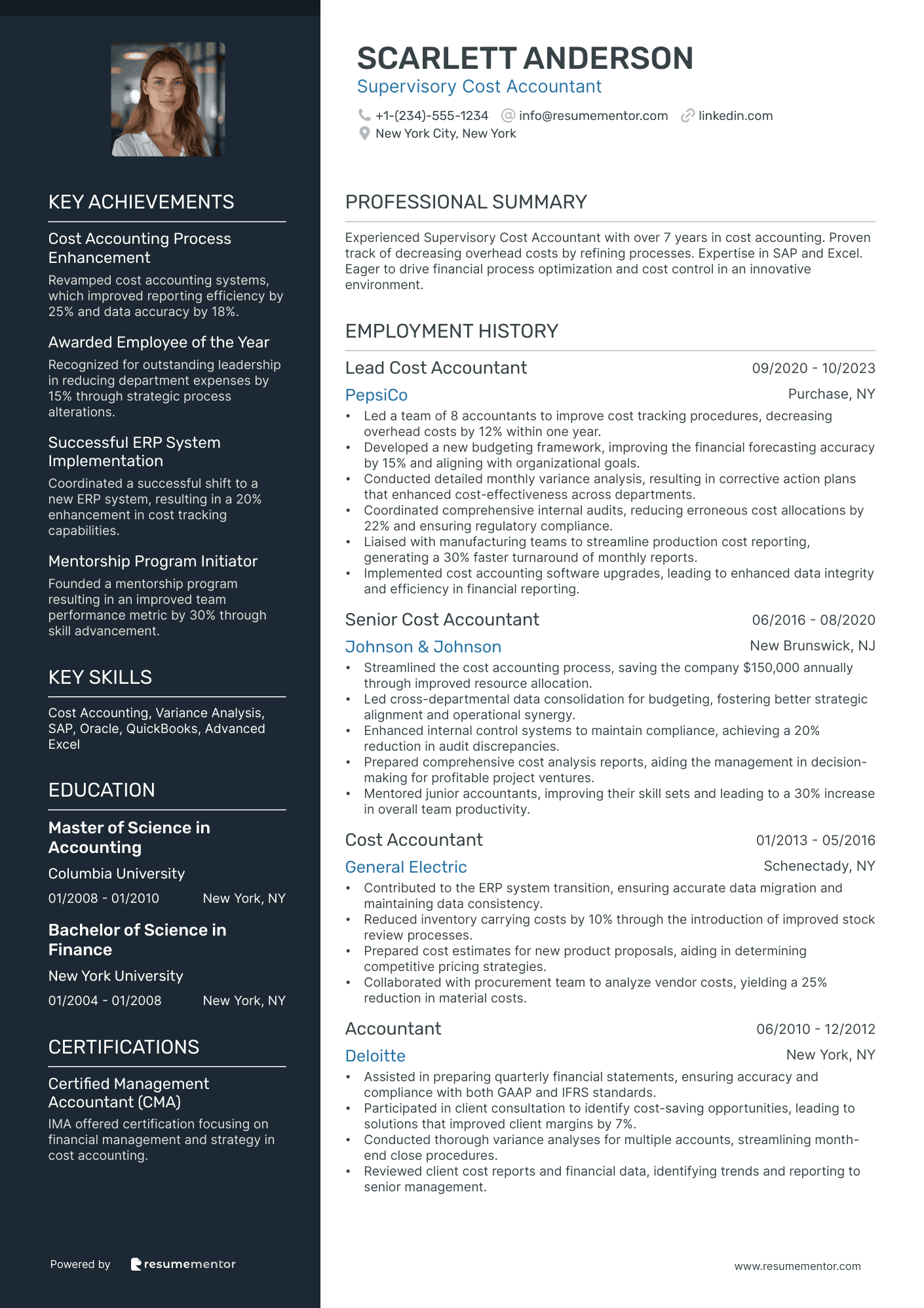 Supervisory Cost Accountant